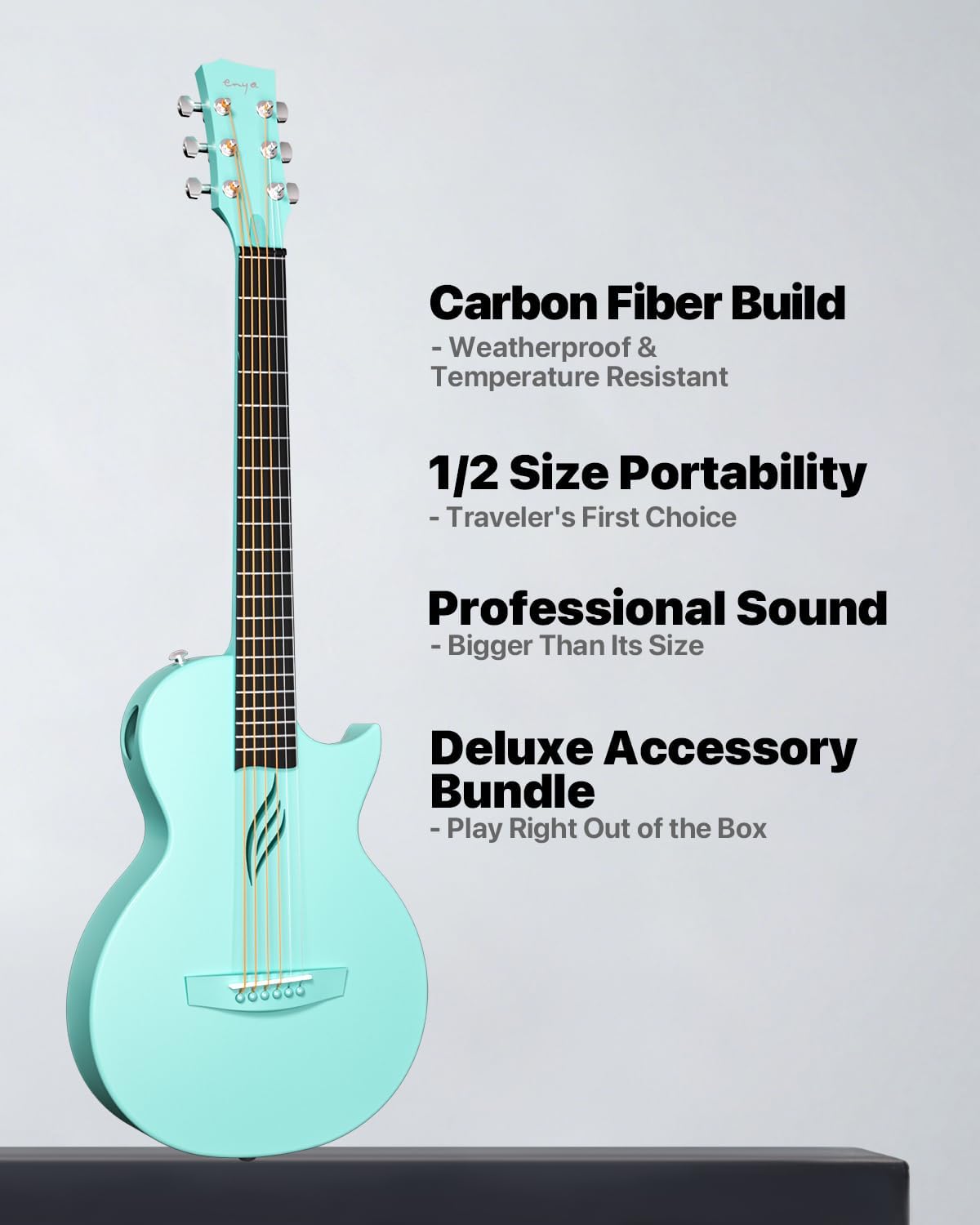 Thumbnail 1 de Enya travel acoustic guitar, 35-inch