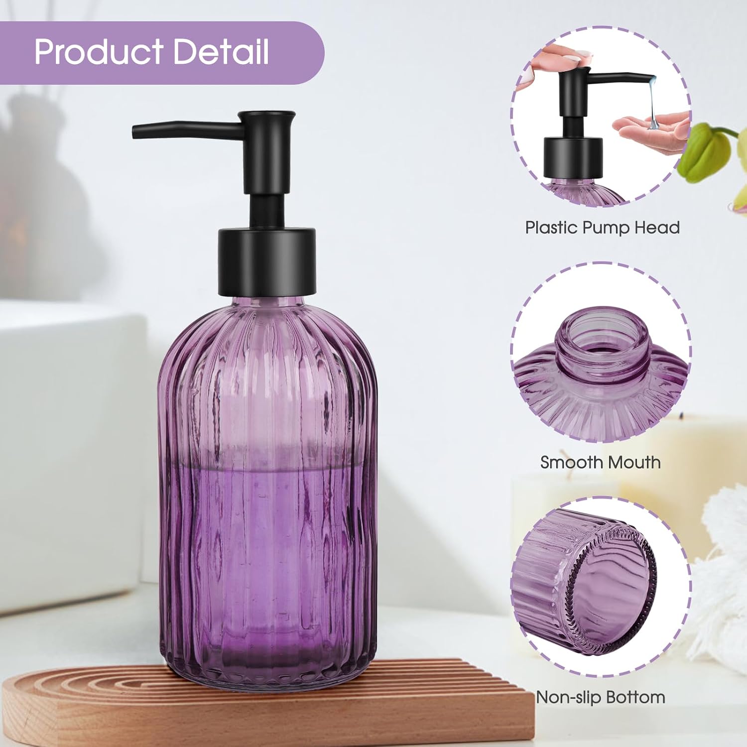 Detalle de Glass Soap Dispenser Set, 400 mL