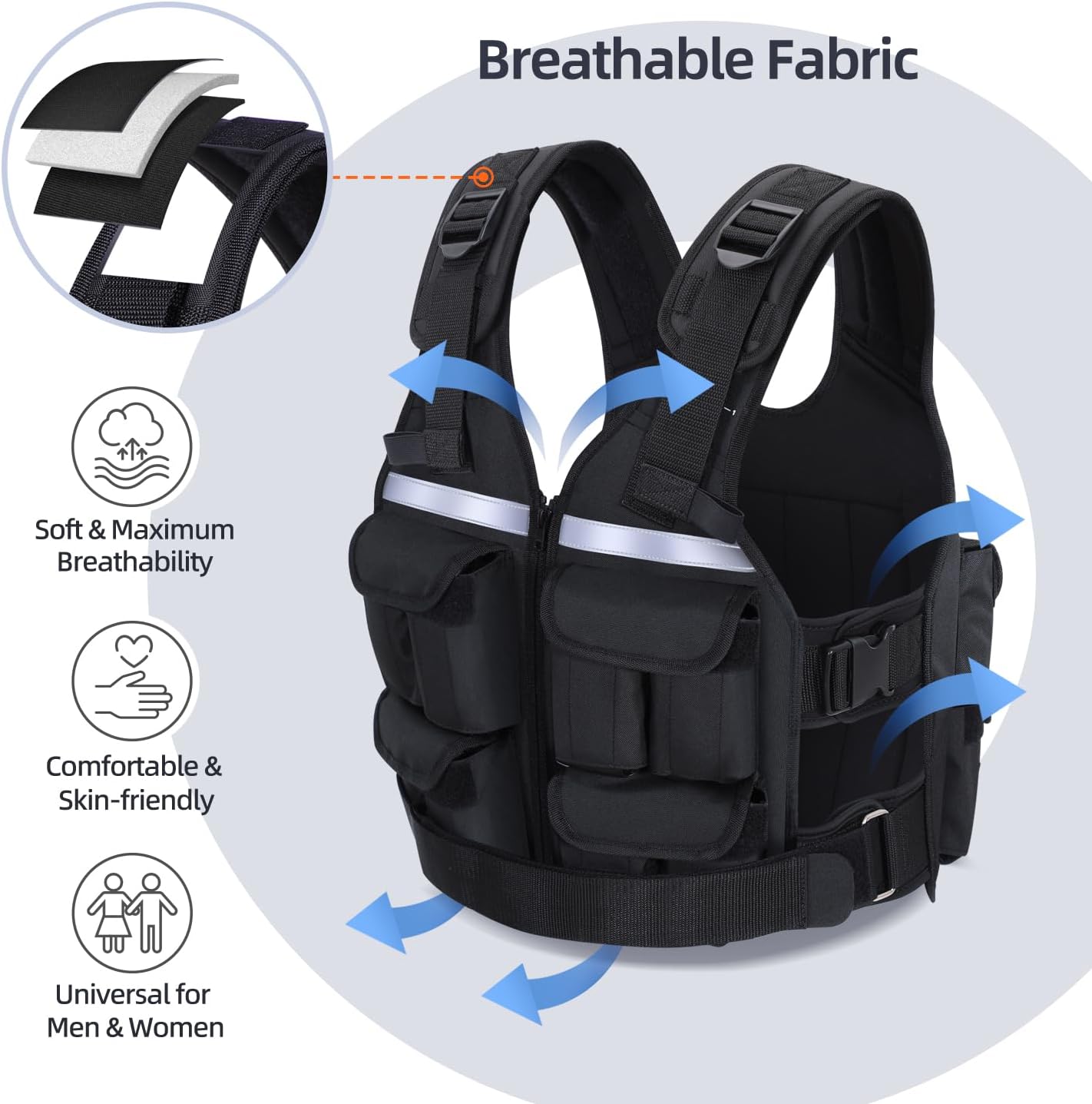 Thumbnail 6 de Sportneer Adjustable Weighted Vest, 2–42 lb, Removable Iron Sand Bags