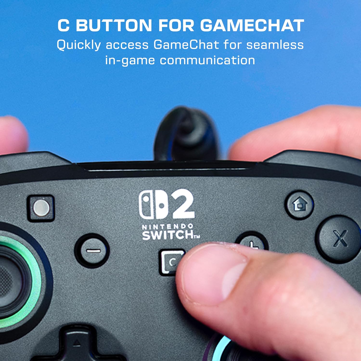 Detalle de Turtle Beach Afterglow Nero: controller cablato RGB ufficiale per Nintendo Switch 2