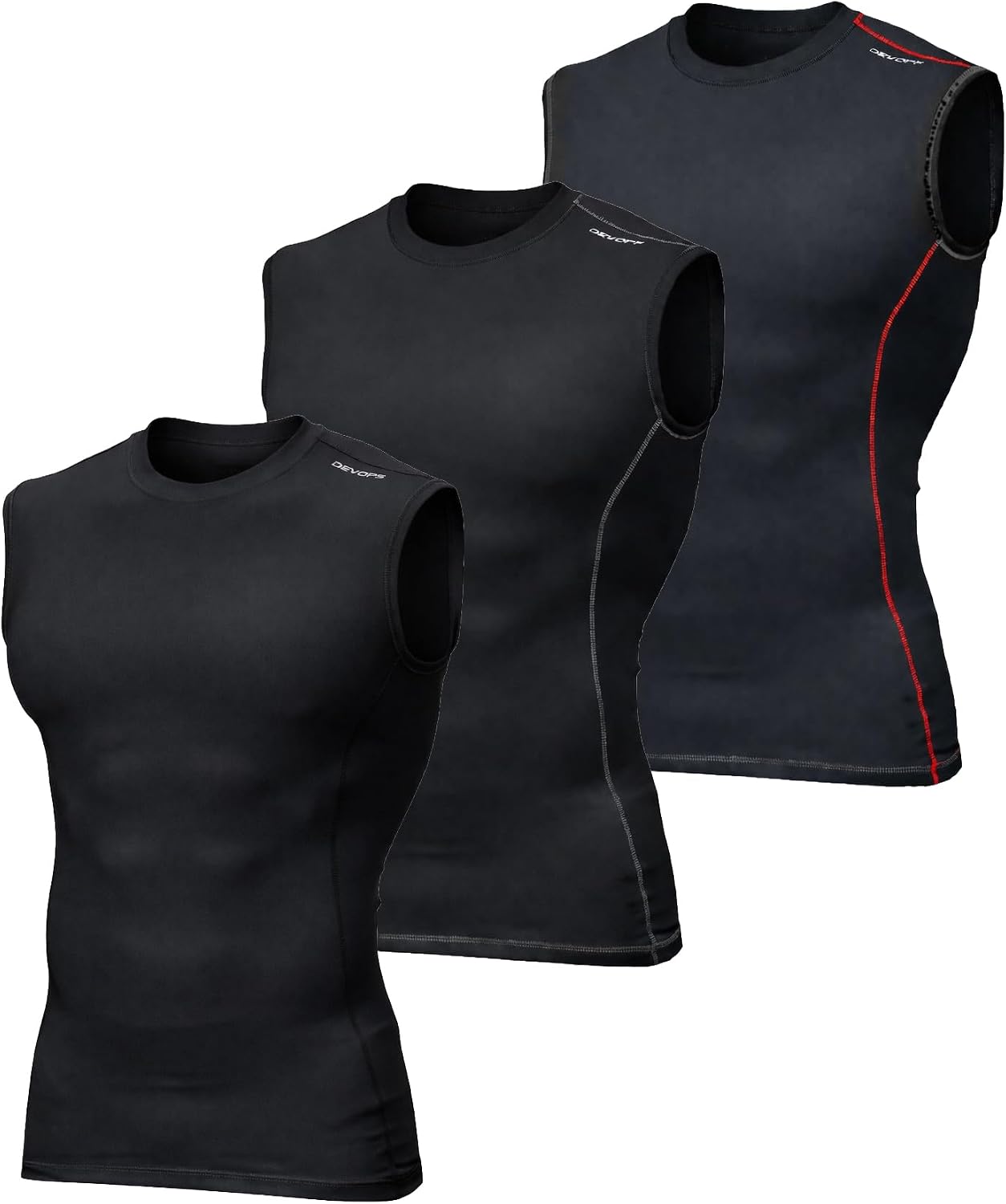 Detalle de DEVOPS 3 Pack Compression Sleeveless Shirts