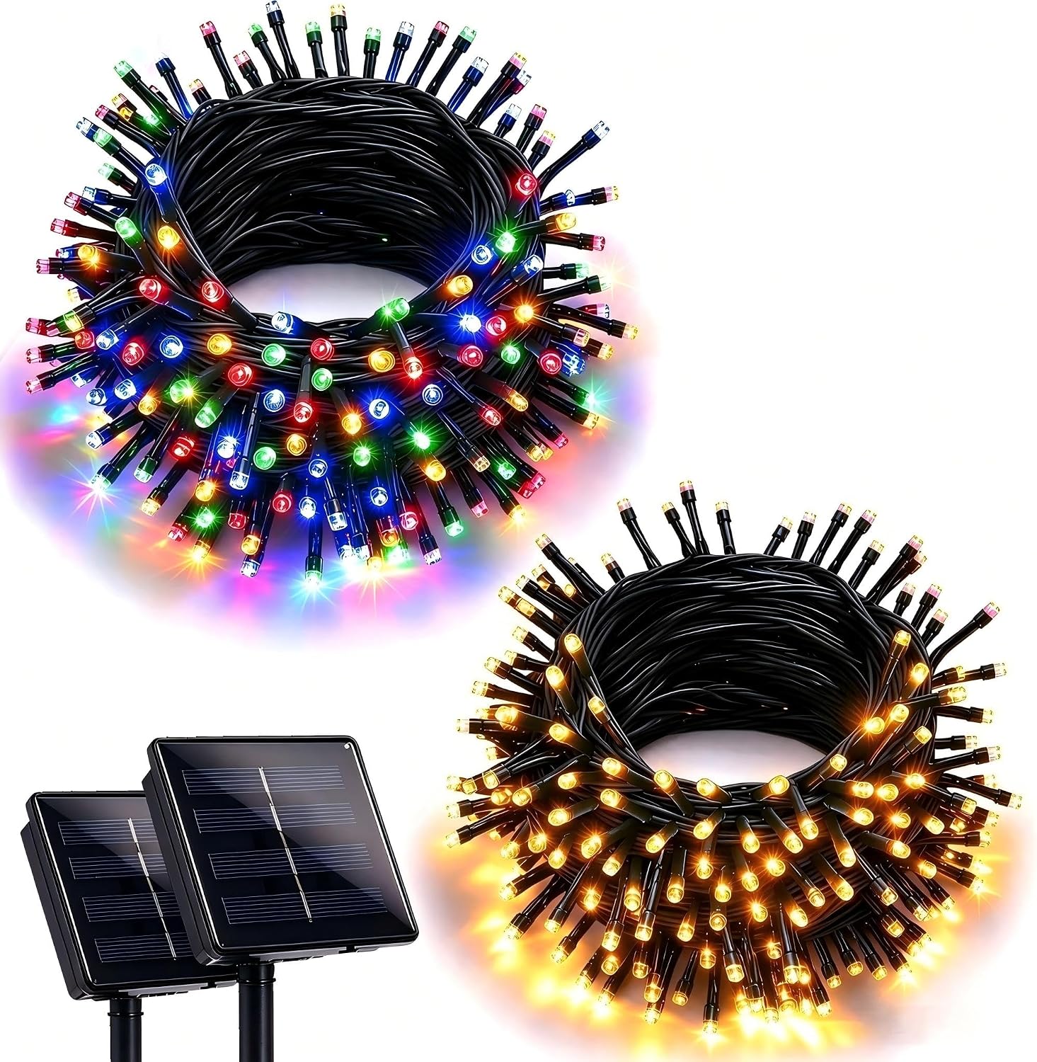 Detalle de Joomer 144FT Solar Christmas String Lights, 400 LEDs, 12 Modes, Color-Changing