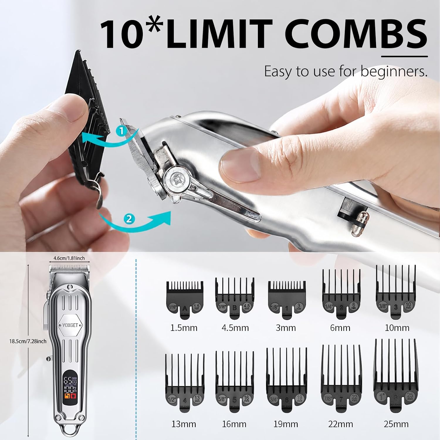 Detalle de VOXGET Dog Clippers with 10 Guide Combs