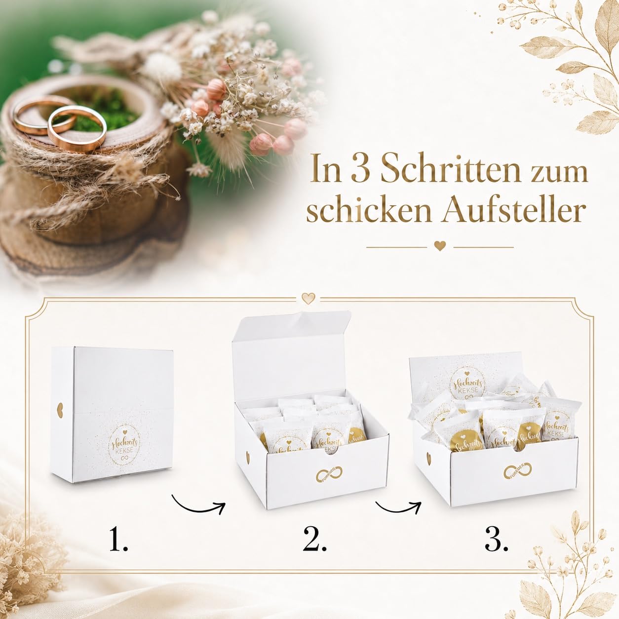 Thumbnail 3 de 25er Box Hochzeits-Kekse – Vegane Glückskeks für Hochzeitsdeko & Candybar