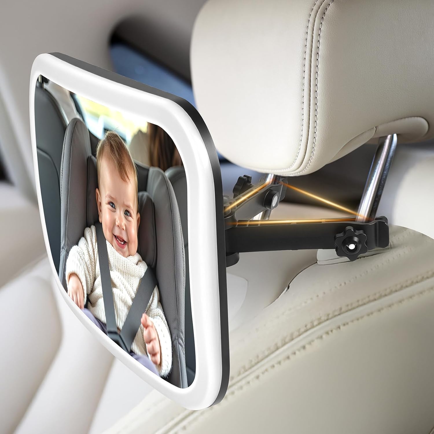 Vicloon Specchietto retrovisore per bambini 360° con poggiatesta e clip di aggancio