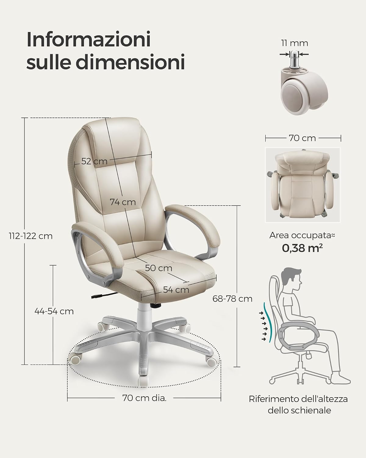 Thumbnail 1 de SONGMICS Silla de Oficina Ergonómica 44–54 cm