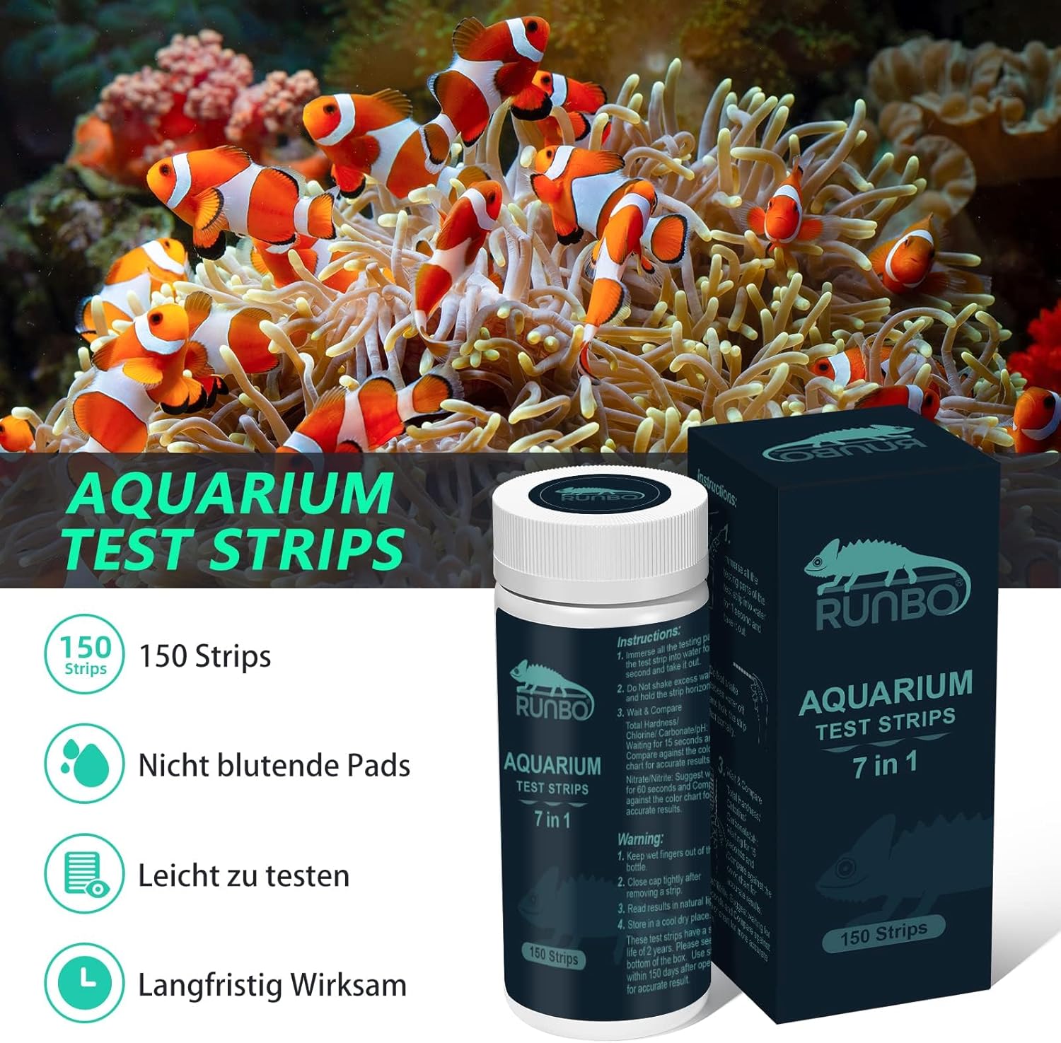 Thumbnail 3 de RUNBO 7 in 1 Aquarium-Teststreifen 150 Stück 🐠