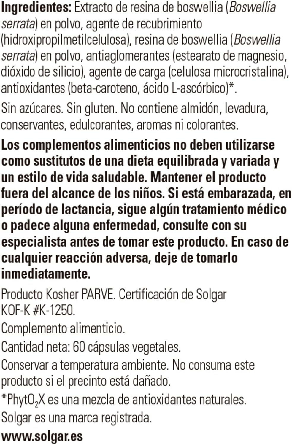 Thumbnail 2 de Solgar Boswellia Extracto de Resina 🍃 - 60 Cápsulas Veg.