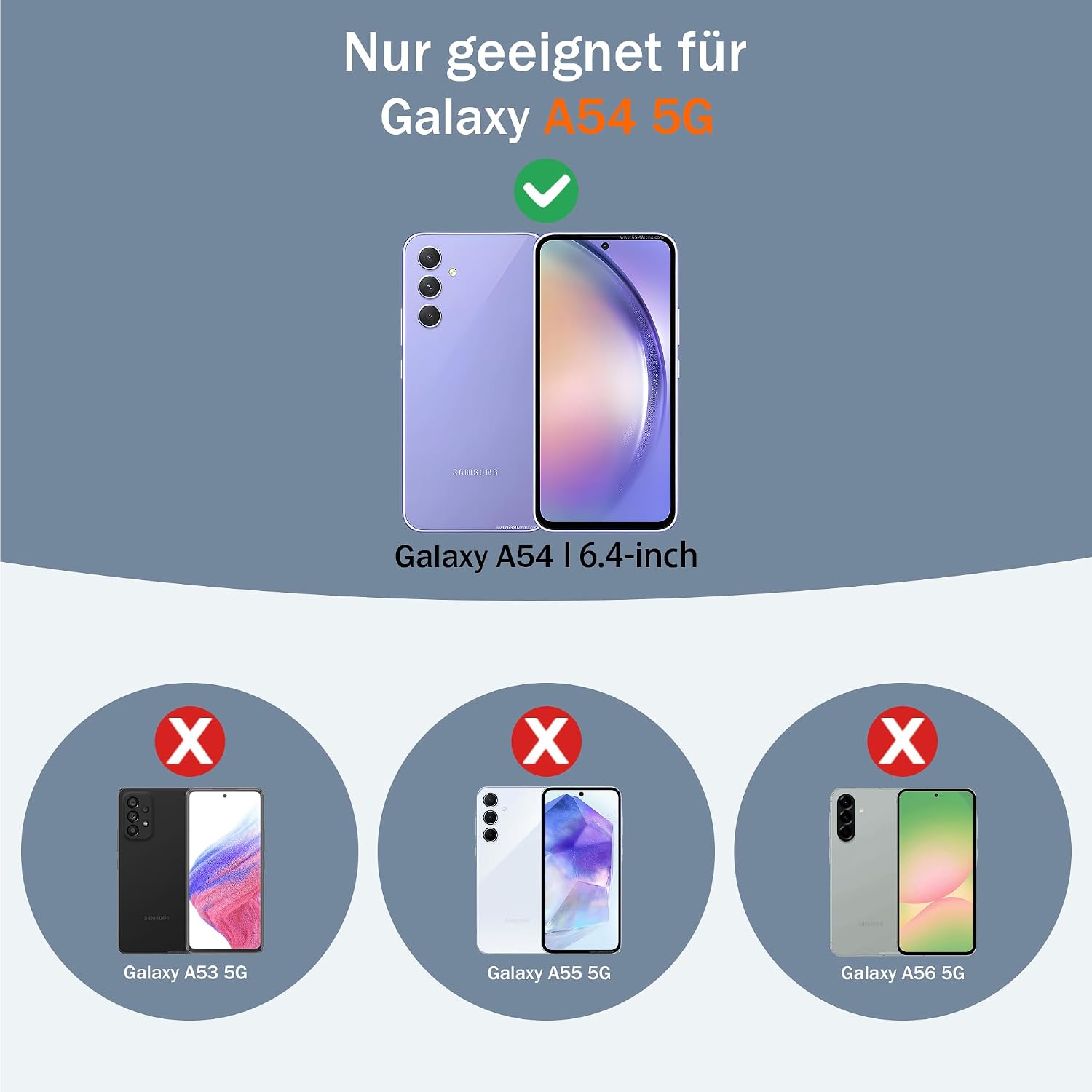 Detalle de Gritup Hülle für Samsung Galaxy A54 – Stoßfest, 360°-Ständer, inkl. 2 Displayschutzfolien