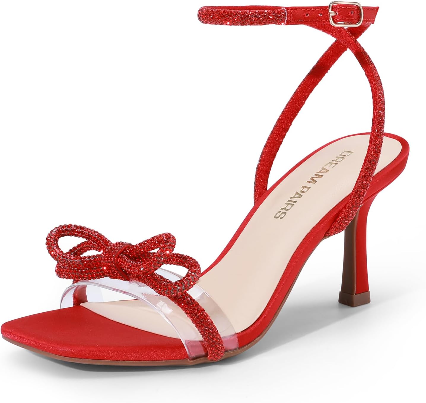 Thumbnail 6 de DREAM PAIRS Women’s Double Bowknots Heels with Open Square Toe & Ankle Strap