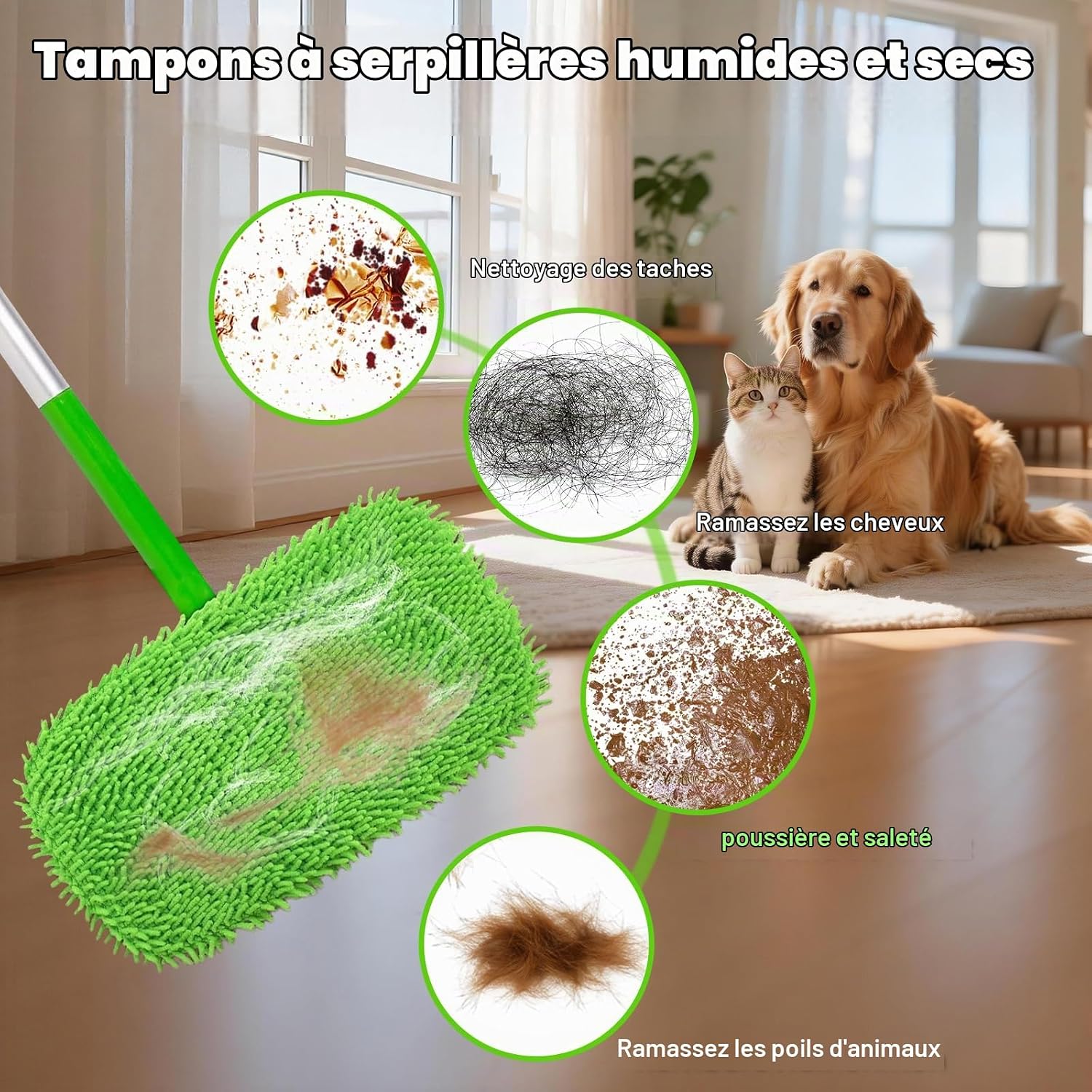 Detalle de ZWQO ZWQO-JJ01B herbruikbare microvezeldoeken voor Swiffer, 6 stuks