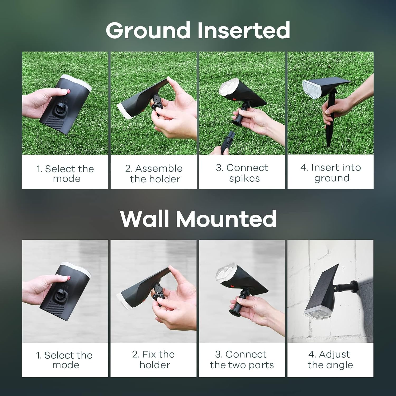 Thumbnail 5 de Linkind 4 faretto solare con sensore di movimento 6500K bianco freddo, 3 modalità, IP67 (2 supporti)