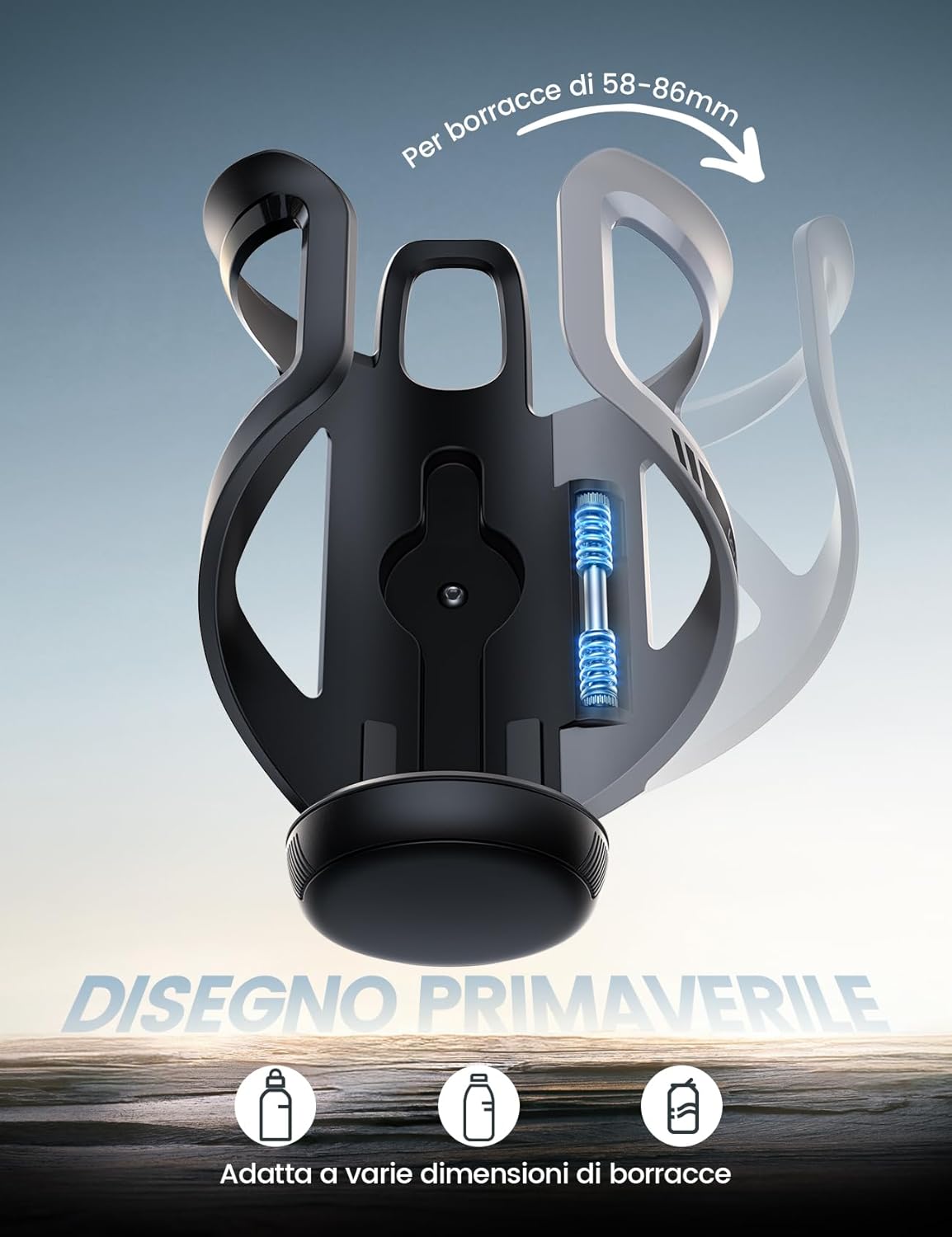 Thumbnail 1 de Lamicall portaborraccia per bicicletta con vano tracker, fascetta a molla 58–86 mm e fissaggio al manubrio (20–35 mm)