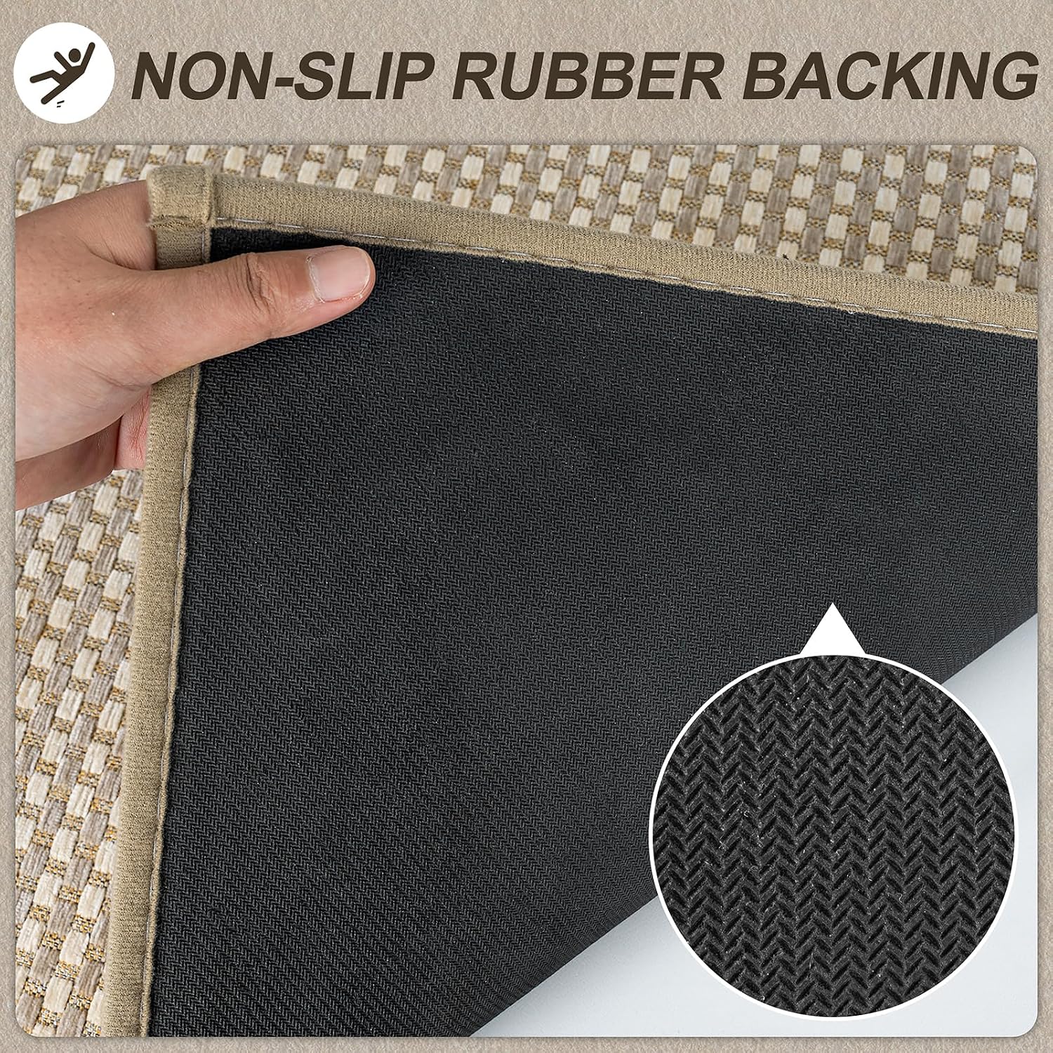 Detalle de VSIWB Indoor Door Mat, 20" x 32" Low-Pile Washable Woven Rug