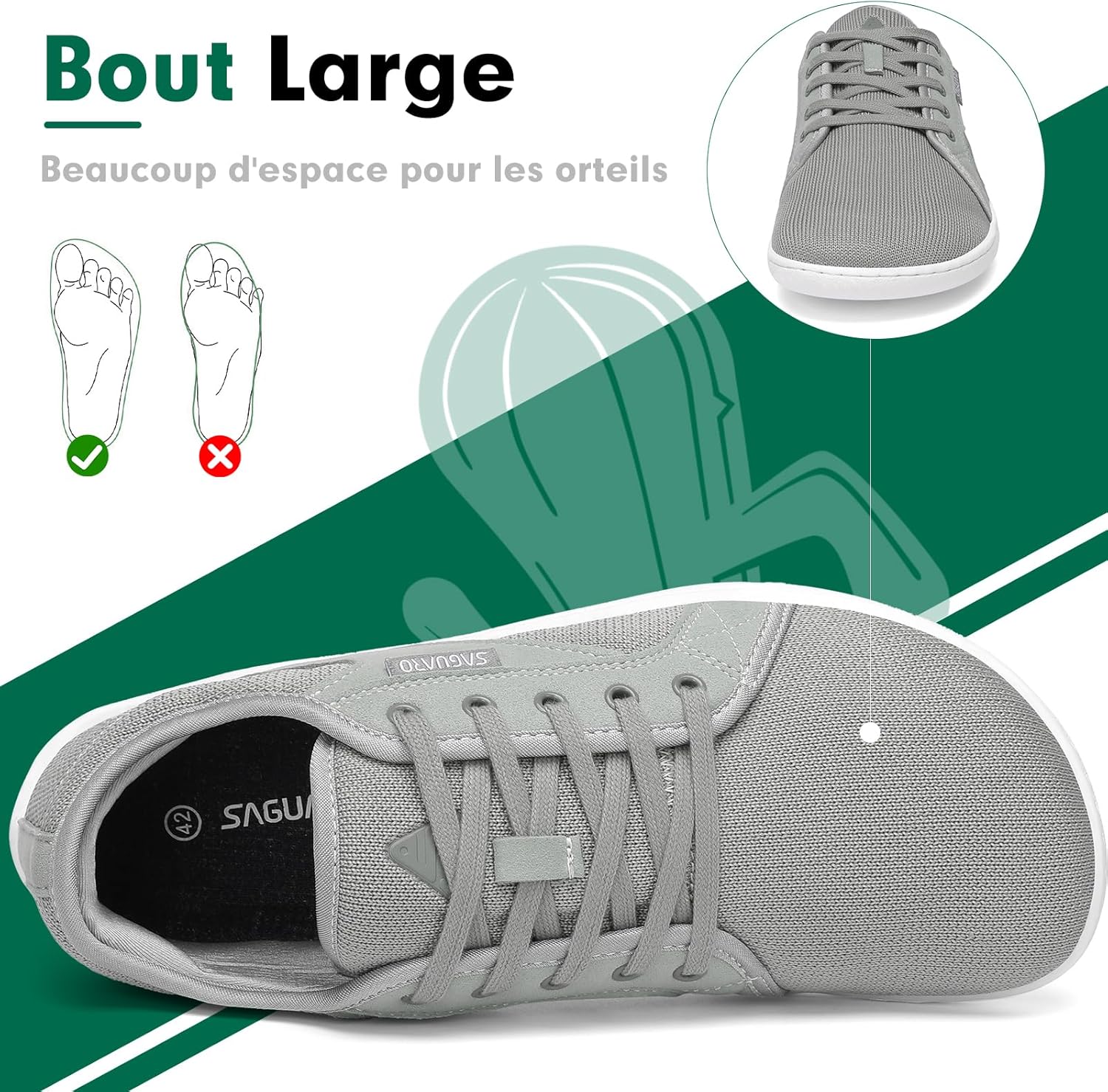 Thumbnail 2 de SAGUARO Unisexe Knit Chaussures Pieds Nus, Luck Ⅰ – Tailles 36-48