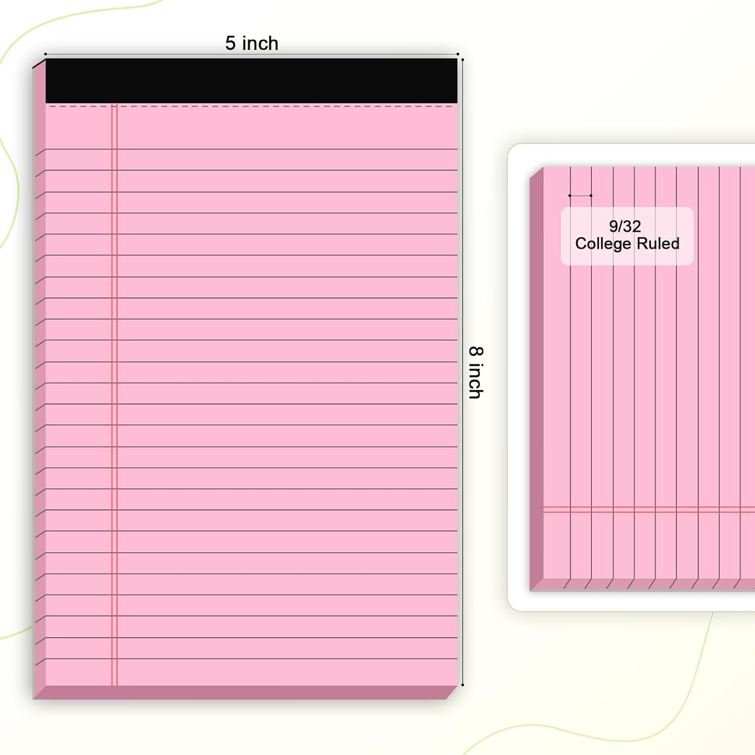 Detalle 2 de AILZFEI 5 x 8-Inch Pink College-Ruled Notepads, 6-Pack
