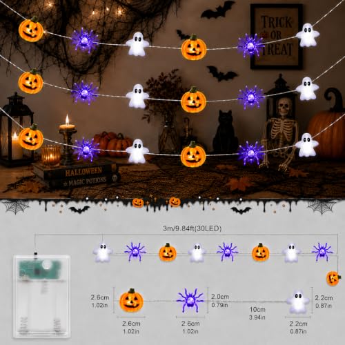 Thumbnail 1 de Guirnalda de Luces Halloween NATASA 3M 30 LED: Calabazas, Fantasmas y Arañas
