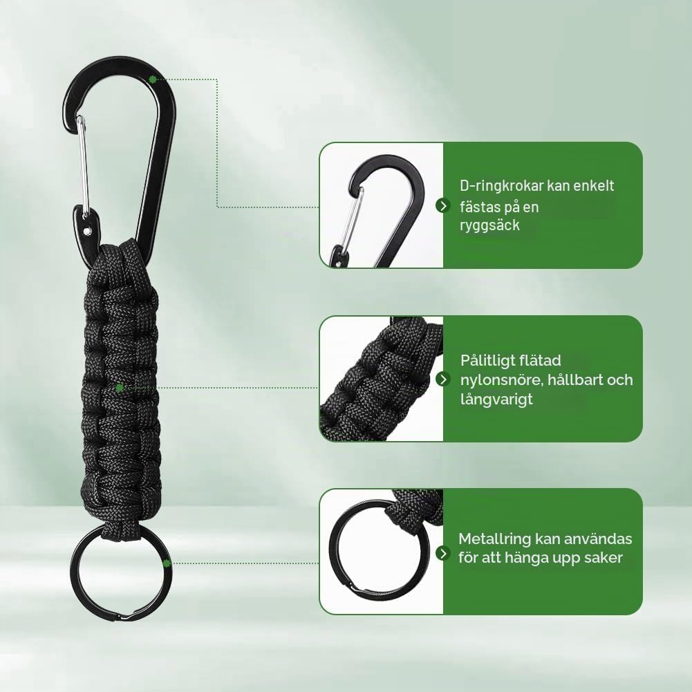 Thumbnail 2 de Vicloon paracord-nyckelring med metallring och avtagbar flätad snodd