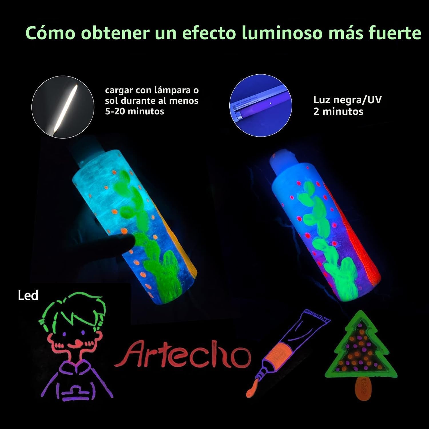 Thumbnail 5 de Artecho pinturas acrílicas fluorescentes 6×59 ml