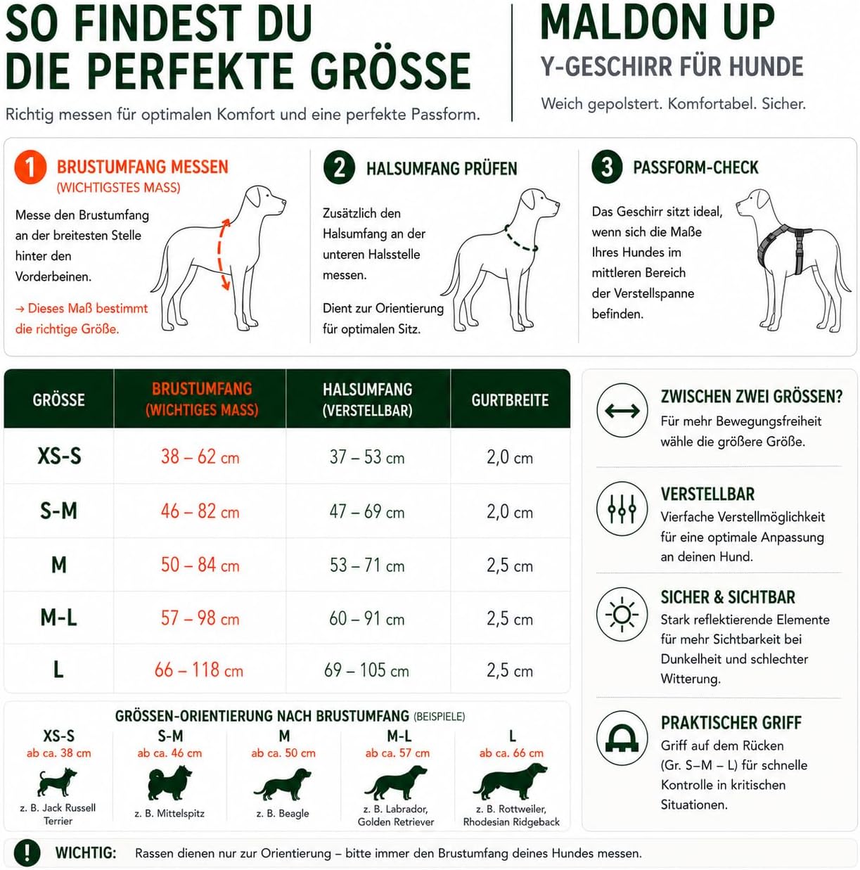Detalle de Hunter Maldon UP Hundegeschirr – hellgrau/grau, M–L, reflektierend, gepolstert