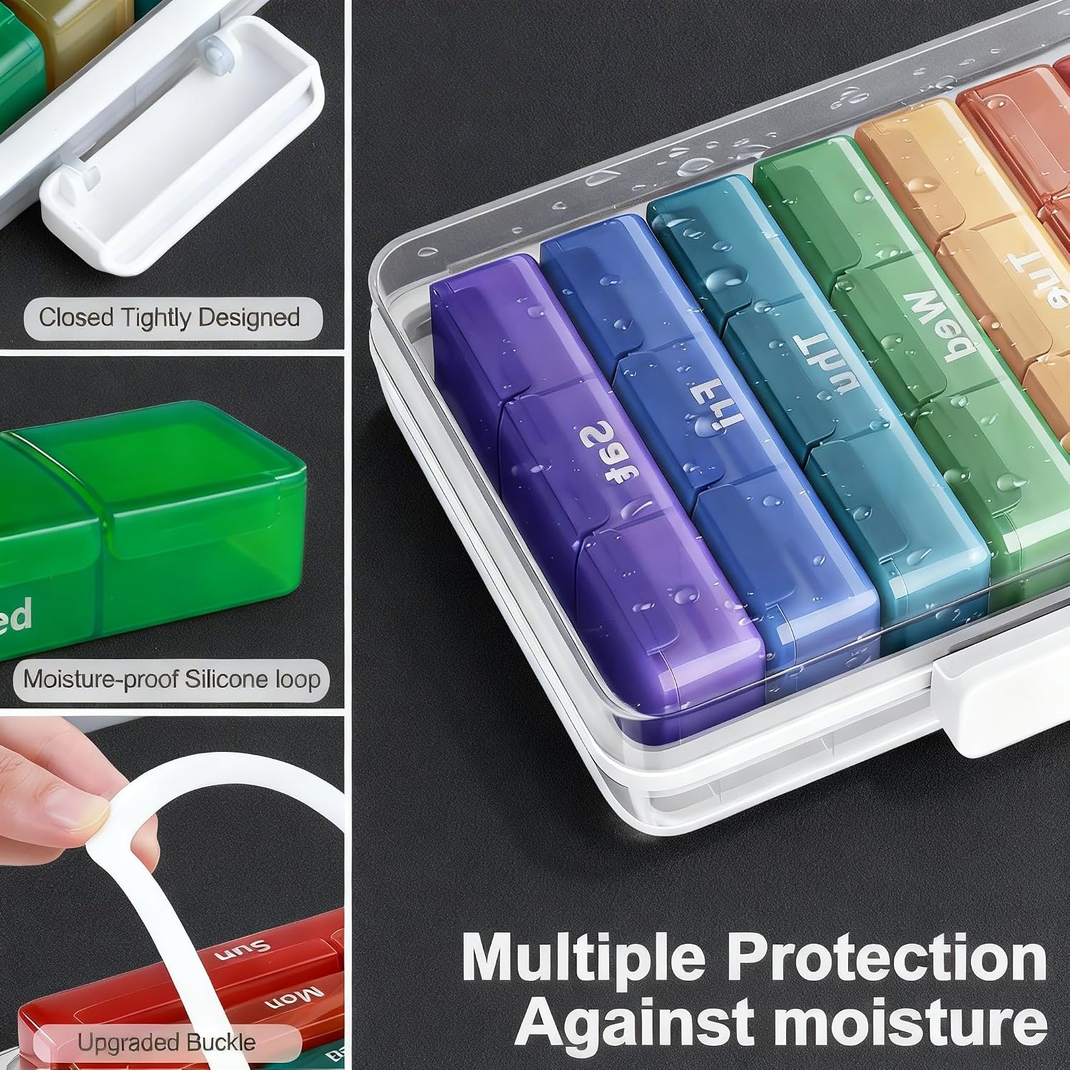 Detalle de funest YX-N014C-YH 4-Tier Medicine Organizer with Removable Trays and 7-Day Pill Case