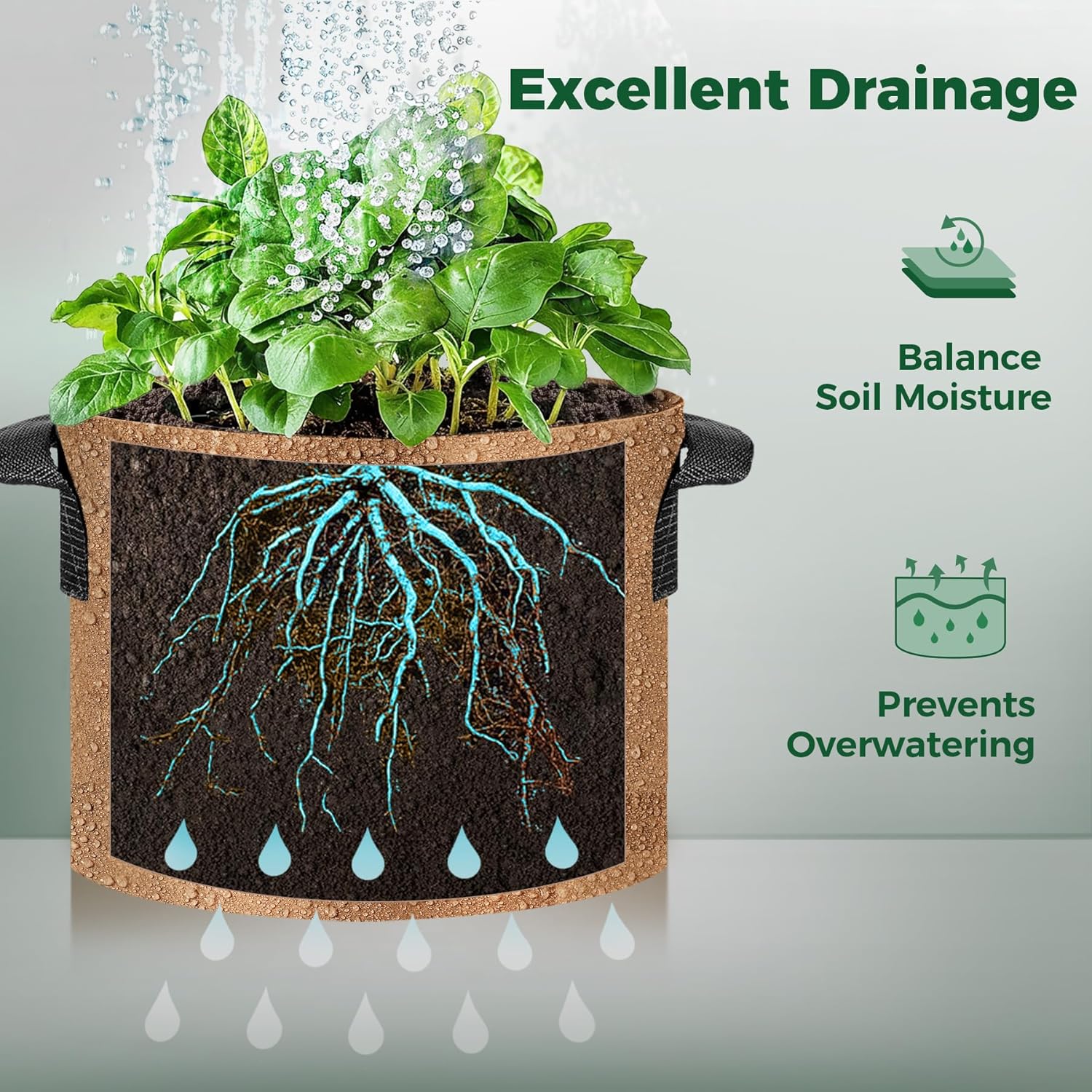 Thumbnail 3 de T4U 5-Pack 7 Gallon Fabric Grow Bags with Handles (Heavy Duty Smart Pots)