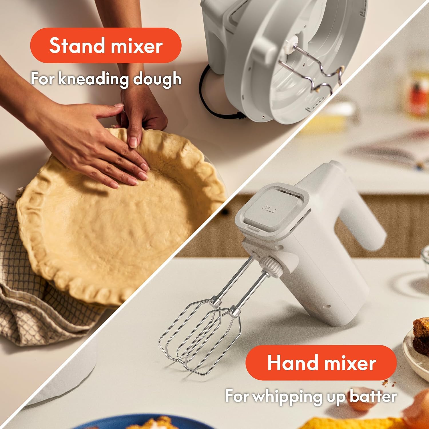 Detalle de BELLA 3.5 Qt Hand & Stand Mixer (2-in-1) with Dough Hook, Whisk, Egg Beater