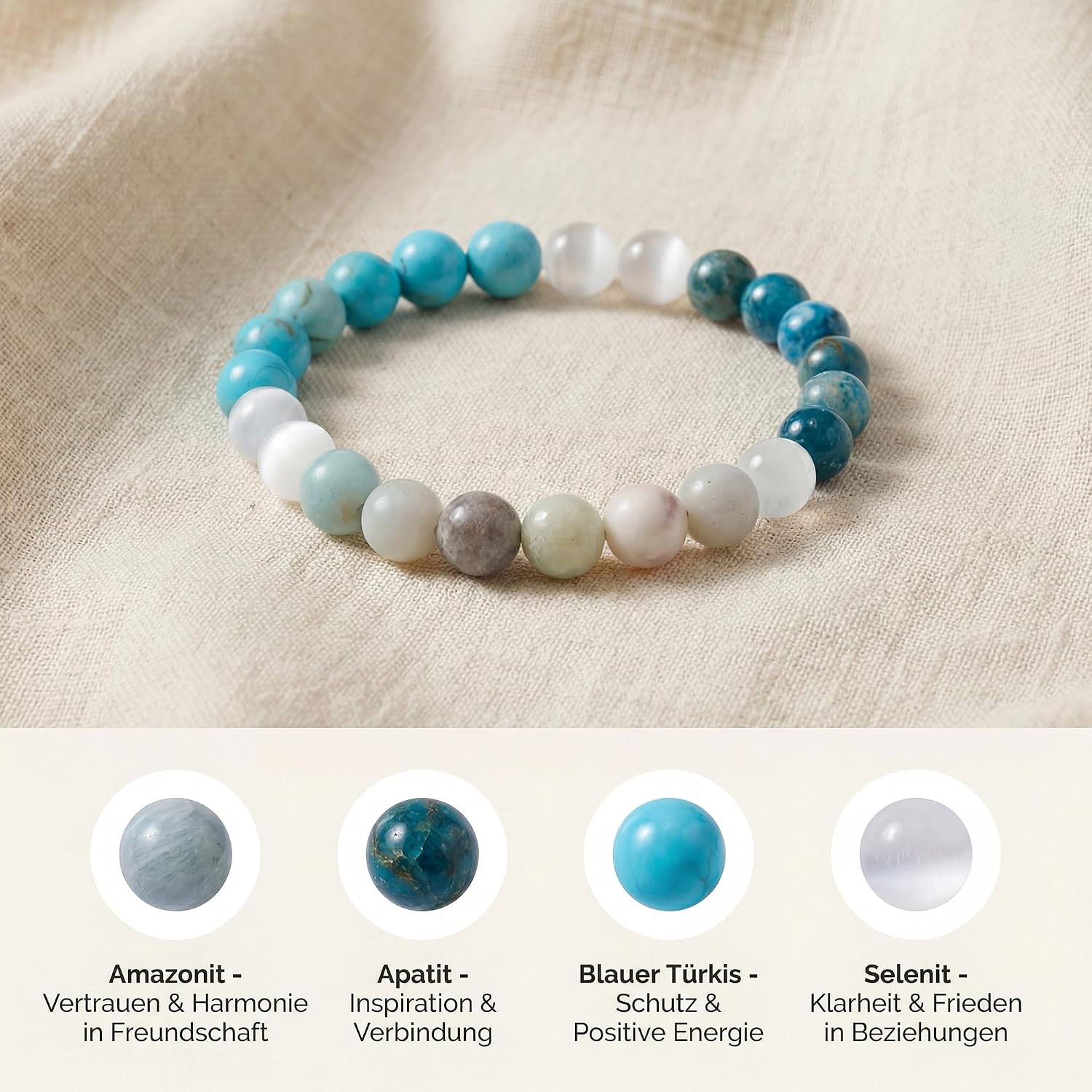 Detalle de Bivei Armband Stärkendes Kristall Heilungsarmband 8MM – Dehnbares Elastisches Perlenarmband für Damen & Herren