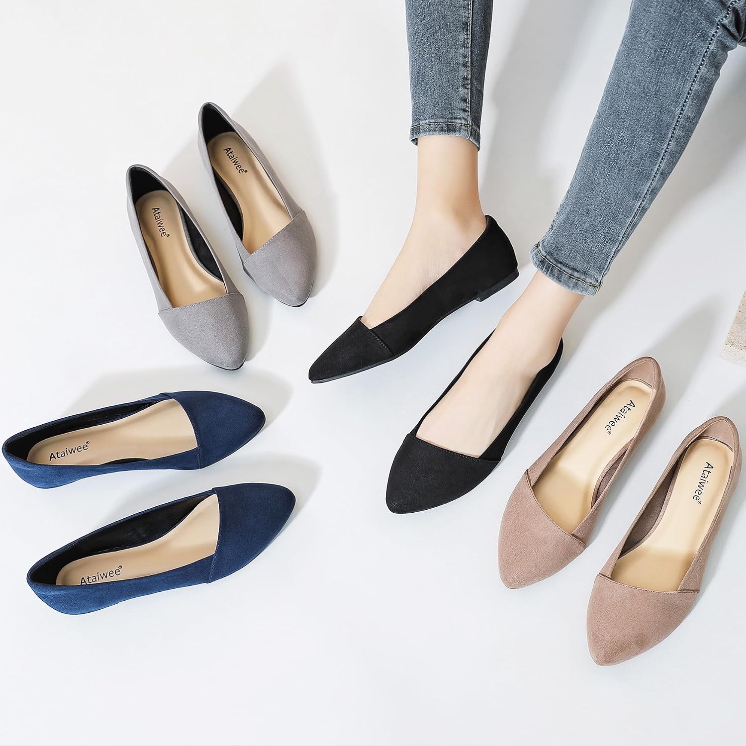 Thumbnail 5 de Ataiwee suede flat shoes for wide width