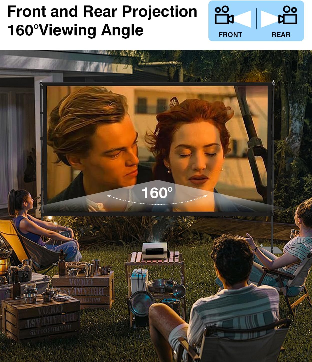Detalle 2 de STWUI 100-Inch Outdoor Projector Screen with Stand