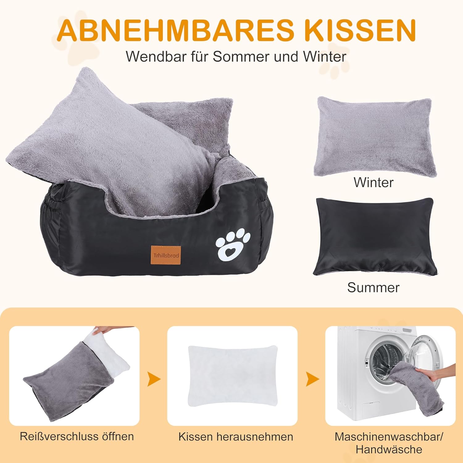 Thumbnail 3 de Trhillsbrad Siège auto pour chien 55 x 30 x 30 cm : lit amovible et lavable pour petits chiens