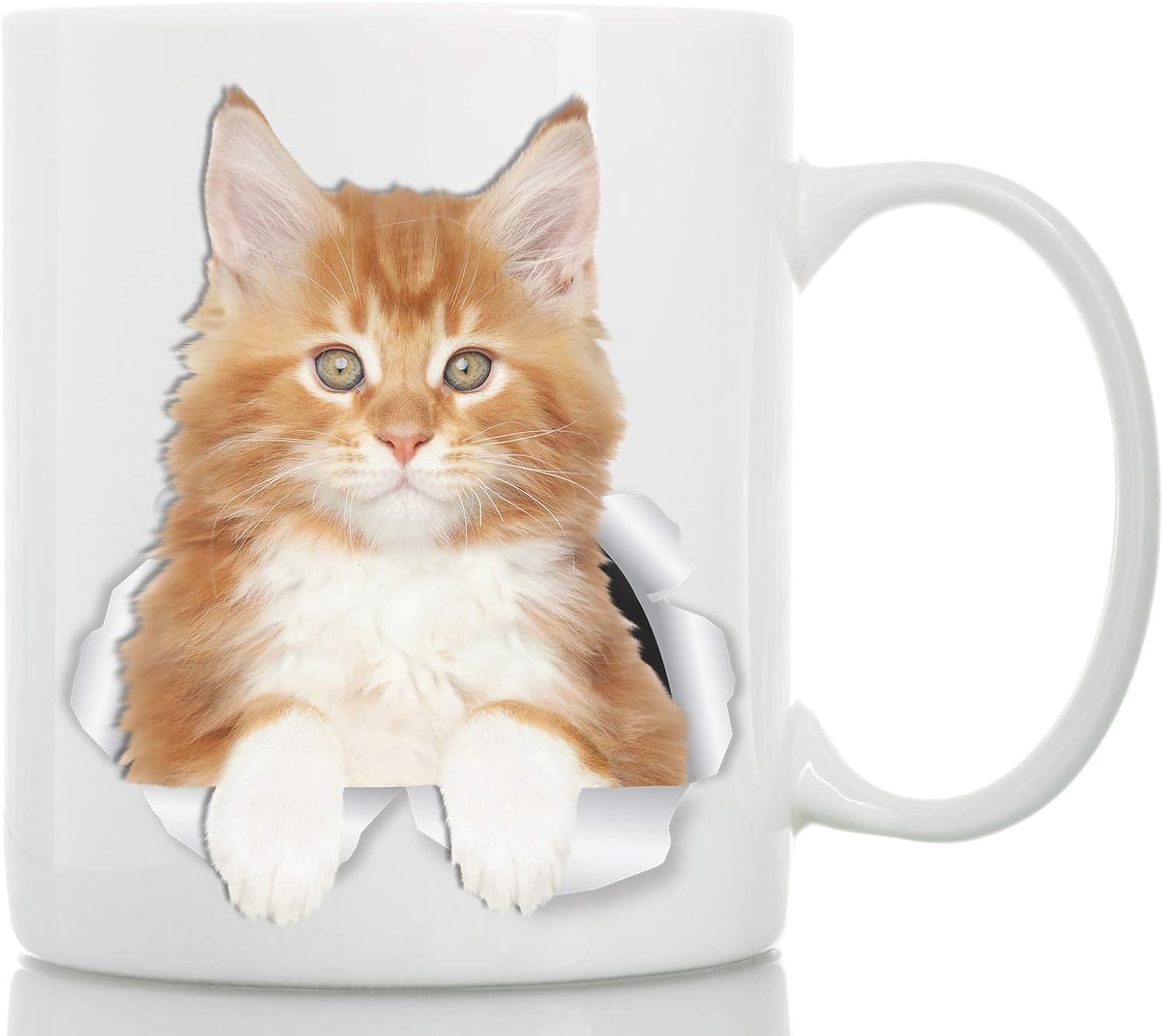 Detalle de Cacheat Cute Kitty Cat Mug - Red 11oz Ceramic Coffee Cup