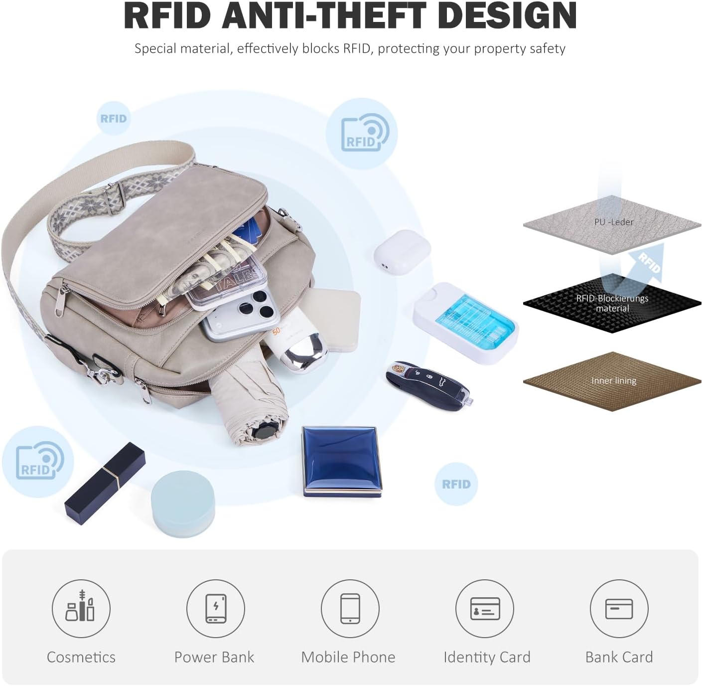 Thumbnail 2 de MUIIKOLA Umhängetasche Damen Kreuzbody