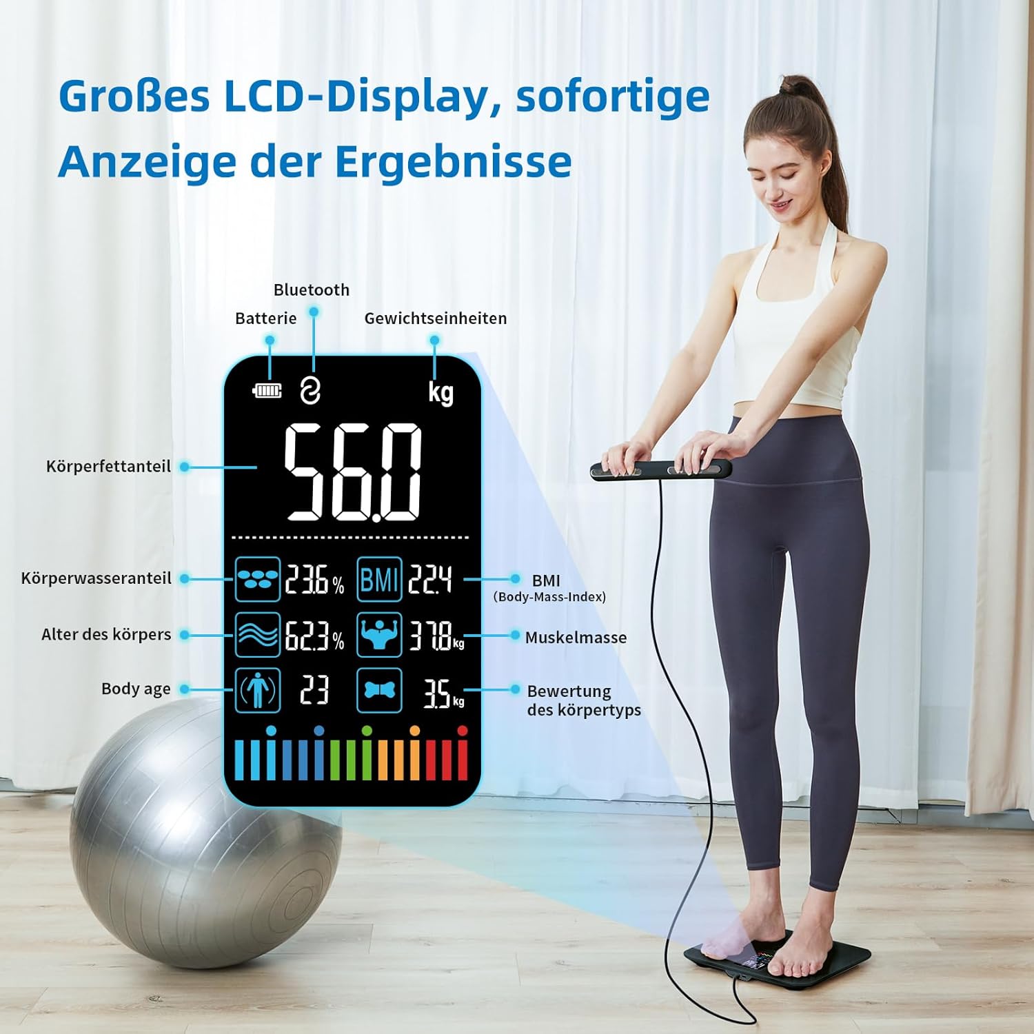 Thumbnail 6 de Lepulse P1 Körperanalysewaage mit Handsensoren (Körperfett, Muskelmasse, App) – Schwarz