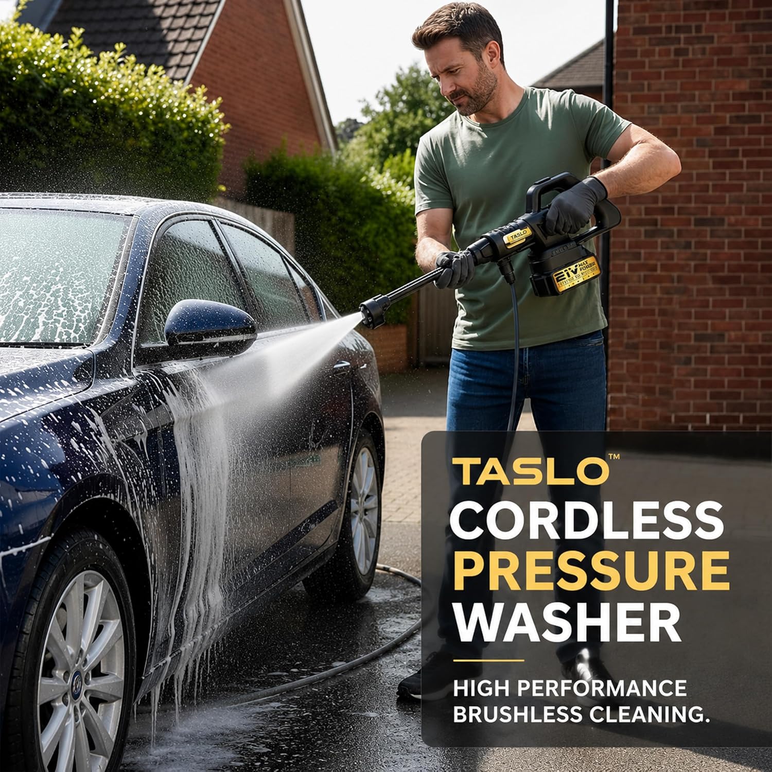 Detalle de Taslo Cordless Pressure Washer with Brushless Motor and 6-in-1 Nozzle