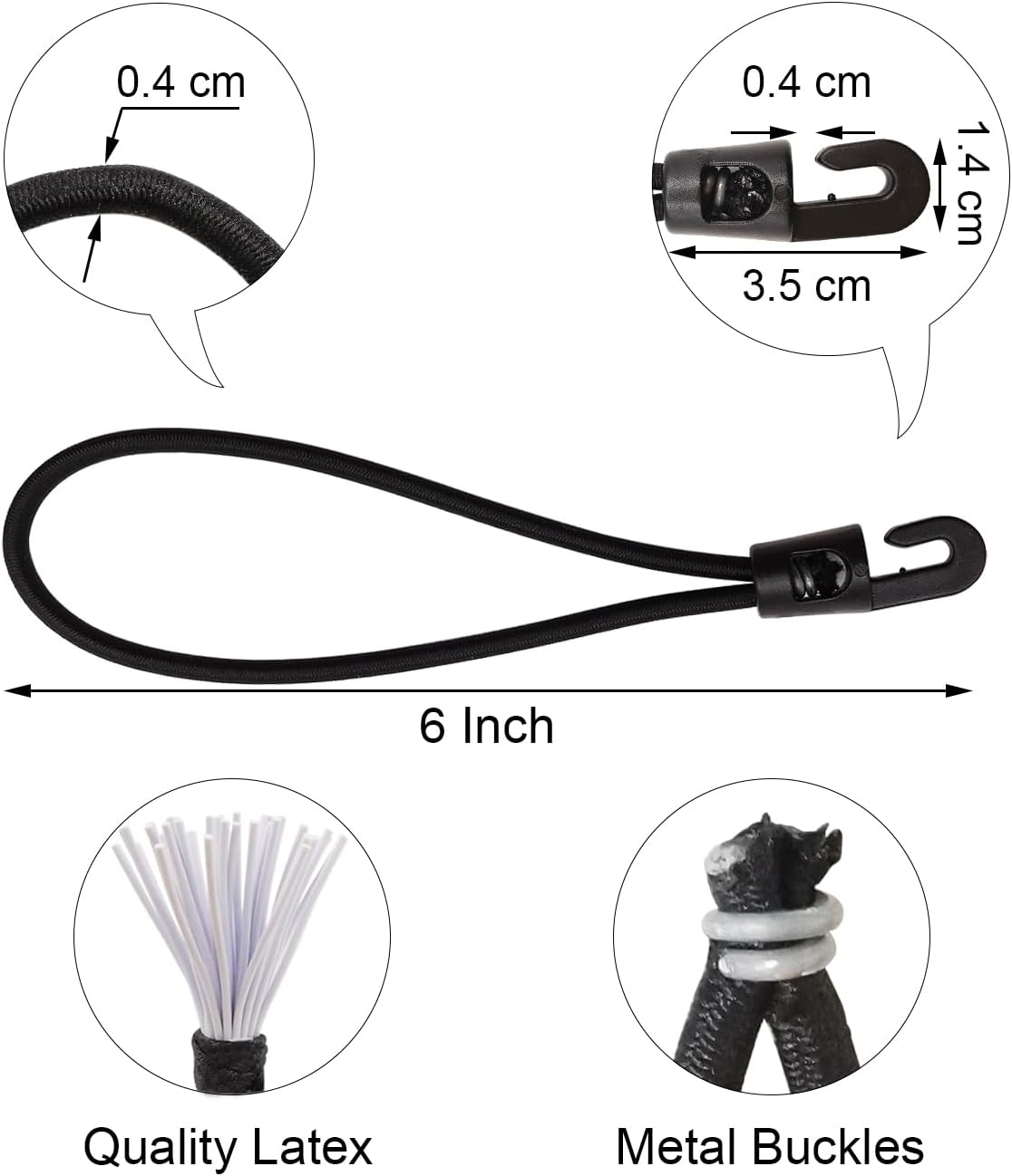 Thumbnail 1 de BINCKIN Spanngummi mit Haken, 15 cm – 25er Pack Kurz-Gummispanner für Planen, Zelte & Banner (schwarz)