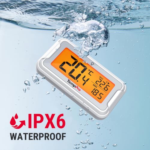 Detalle de TempPro Digital Fridge Thermometer 2-pack: Waterproof, -20°C to 50°C, easy-read LCD