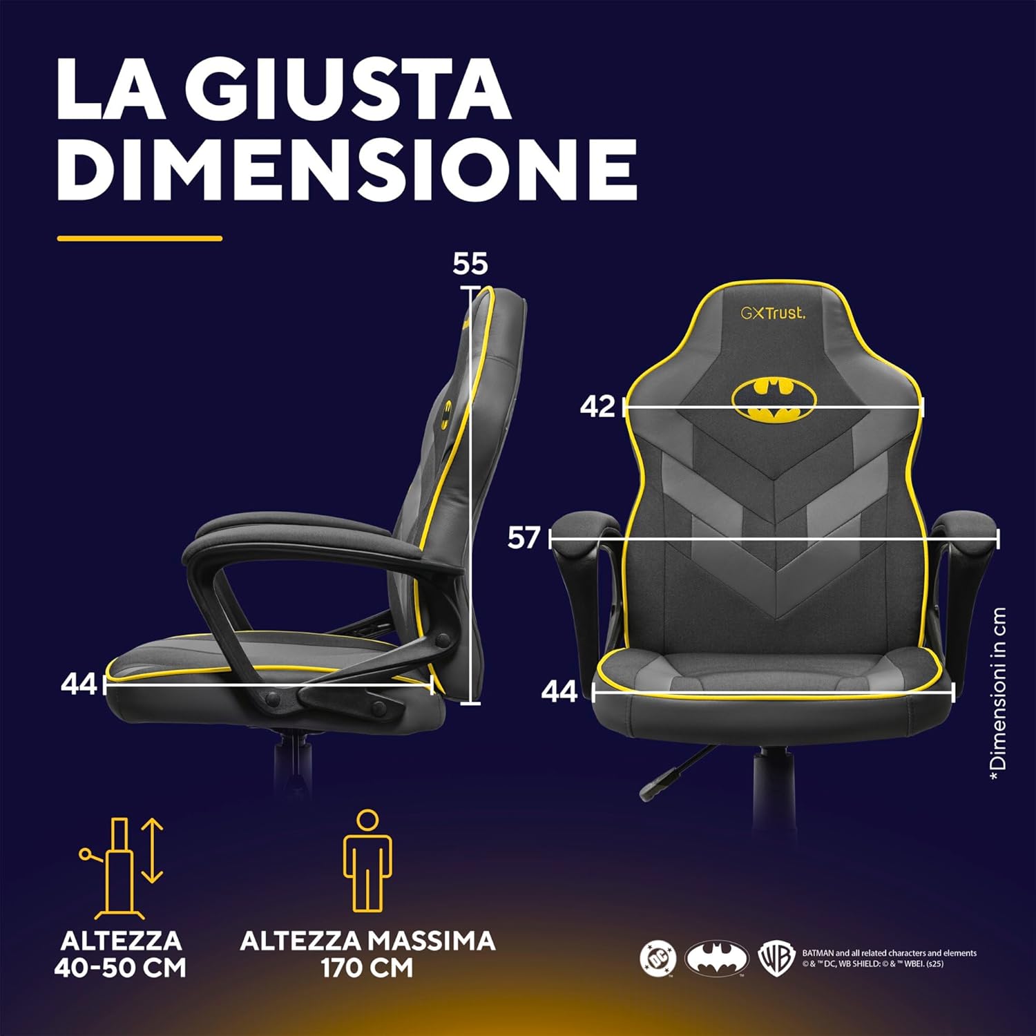 Thumbnail 2 de GXTrust Revvo 703BM sedia gaming Batman per bambini 4-12 anni, regolabile in altezza