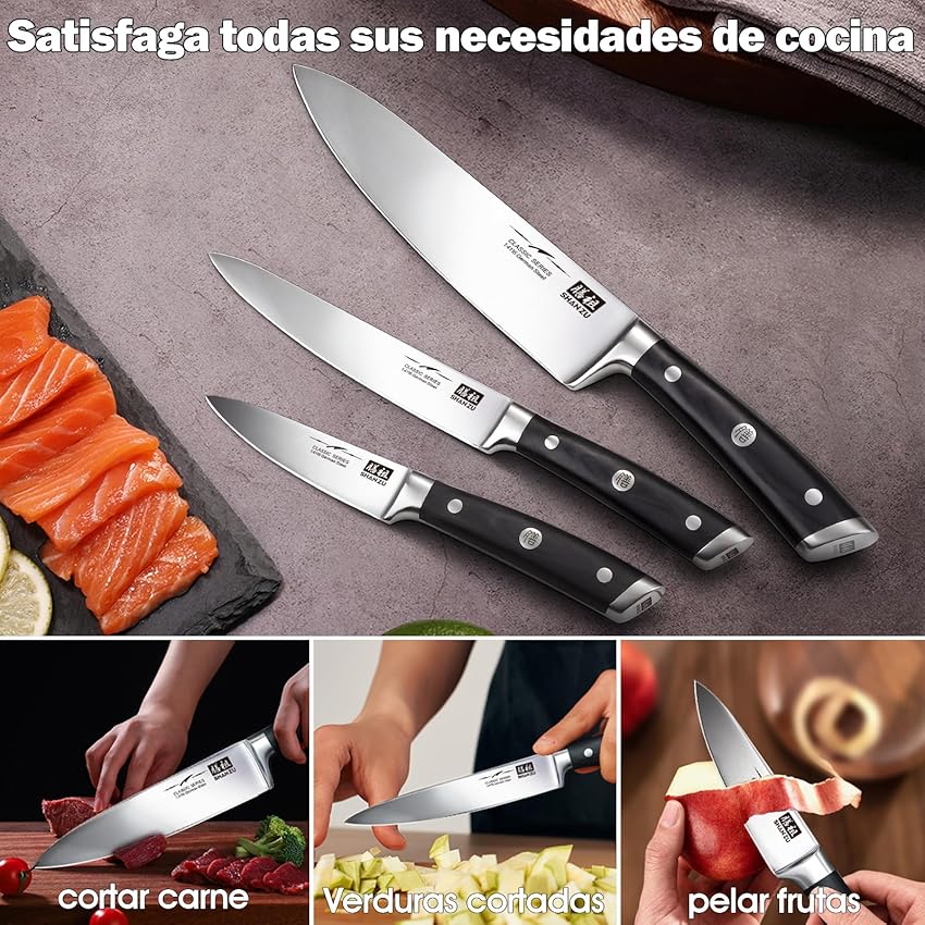 Thumbnail 4 de SHAN ZU Juego de 3 Cuchillos de Cocina 🗡️ Completo