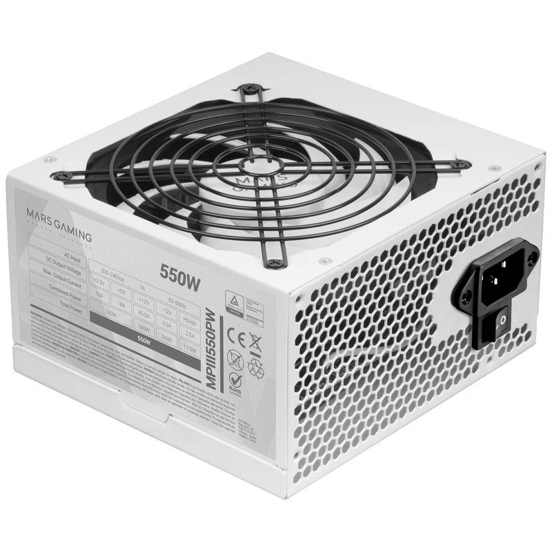 Detalle de Mars Gaming MPIII550P: Fuente de alimentación 550W Blanca