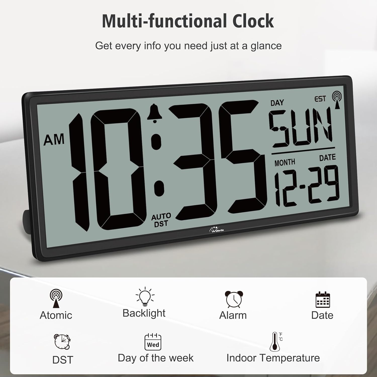 Detalle de WallarGe Digital Wall Clock 14.5-inch