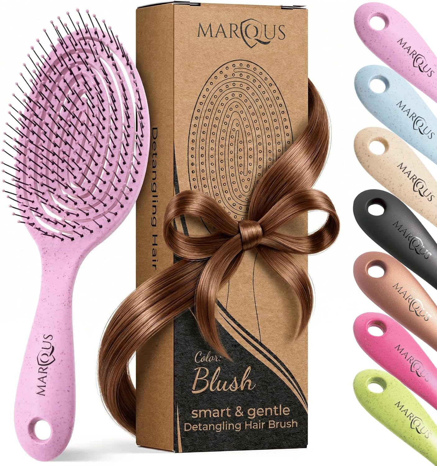 Detalle de Spazzola Districante per Capelli Biodegradabile Vegana – Magenta Blush