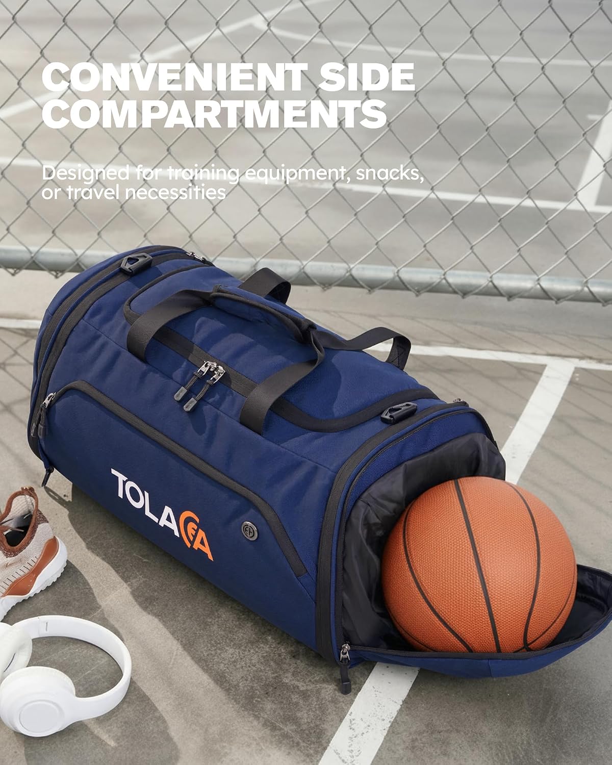 Thumbnail 6 de Tolaccea Sporttasche 56–70L (erweiterbar) mit Schuh- und Nassfach – als Rucksack tragbar, Blau