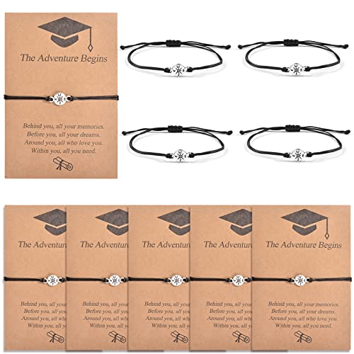 Detalle de YELUWA 10 Pcs Regalos de Graduación con Pulsera Brújula Ajustable – Pack para Él/Ella (2026)