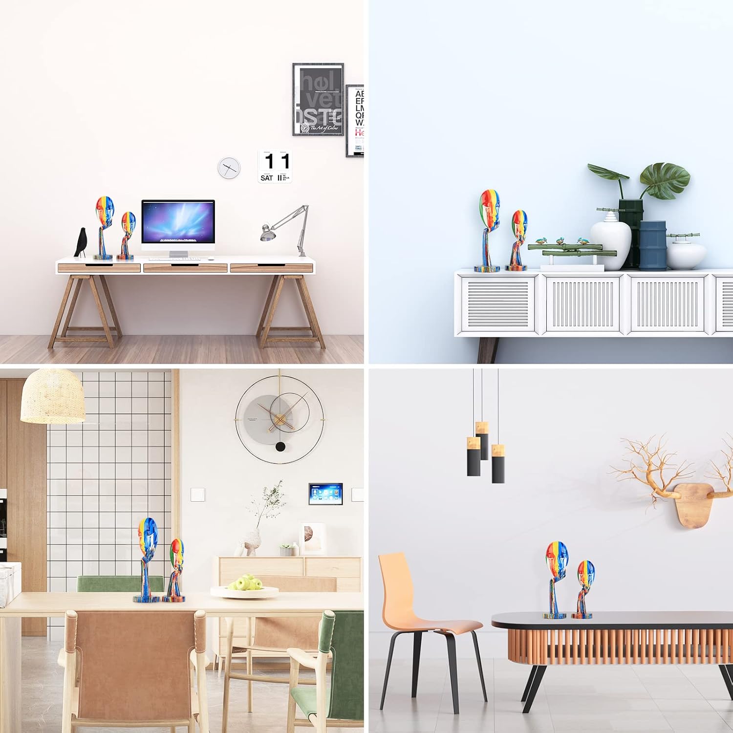 Thumbnail 6 de Statue créative colorée de femme (taille L) – sculpture abstraite pour décoration moderne de bureau ou chambre