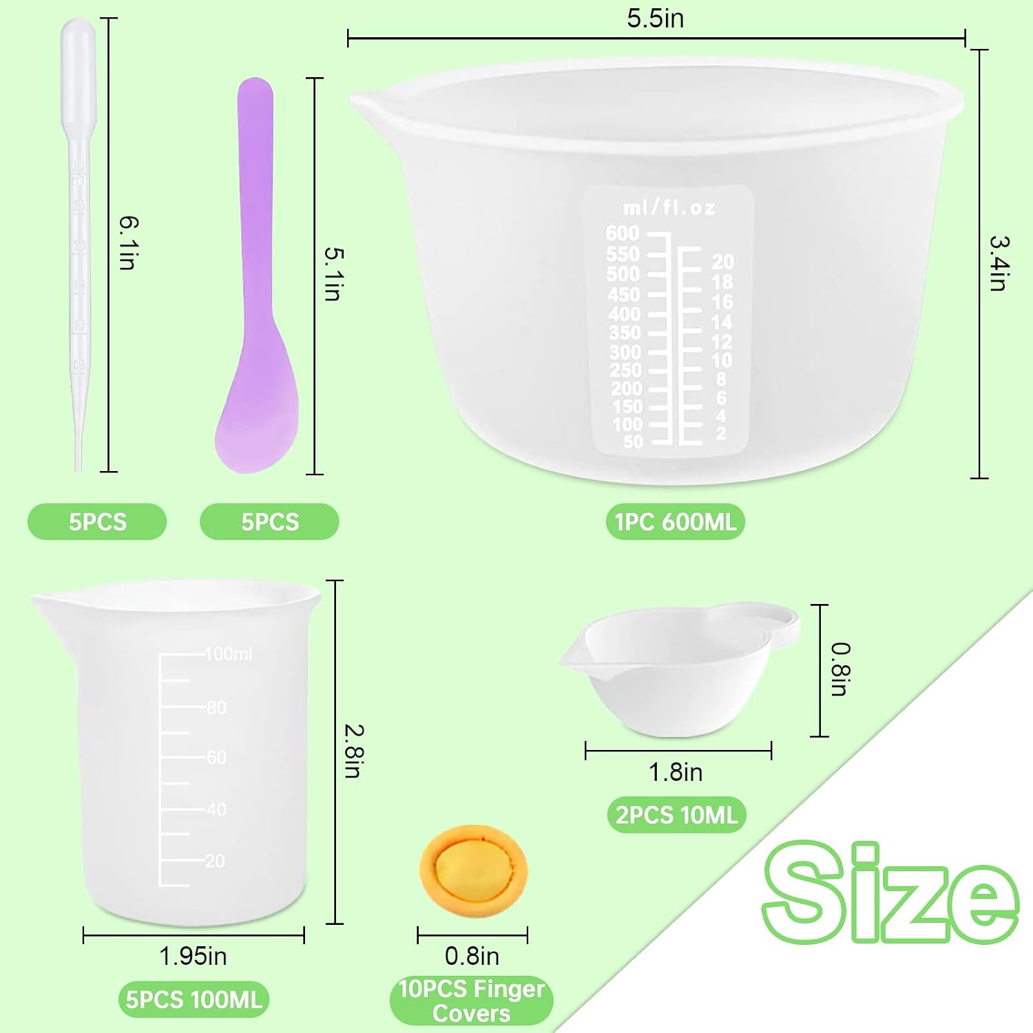 Detalle de Sjubaopen 600ml&100ml Silicone Measuring Cups for Resin, Epoxy & Baking