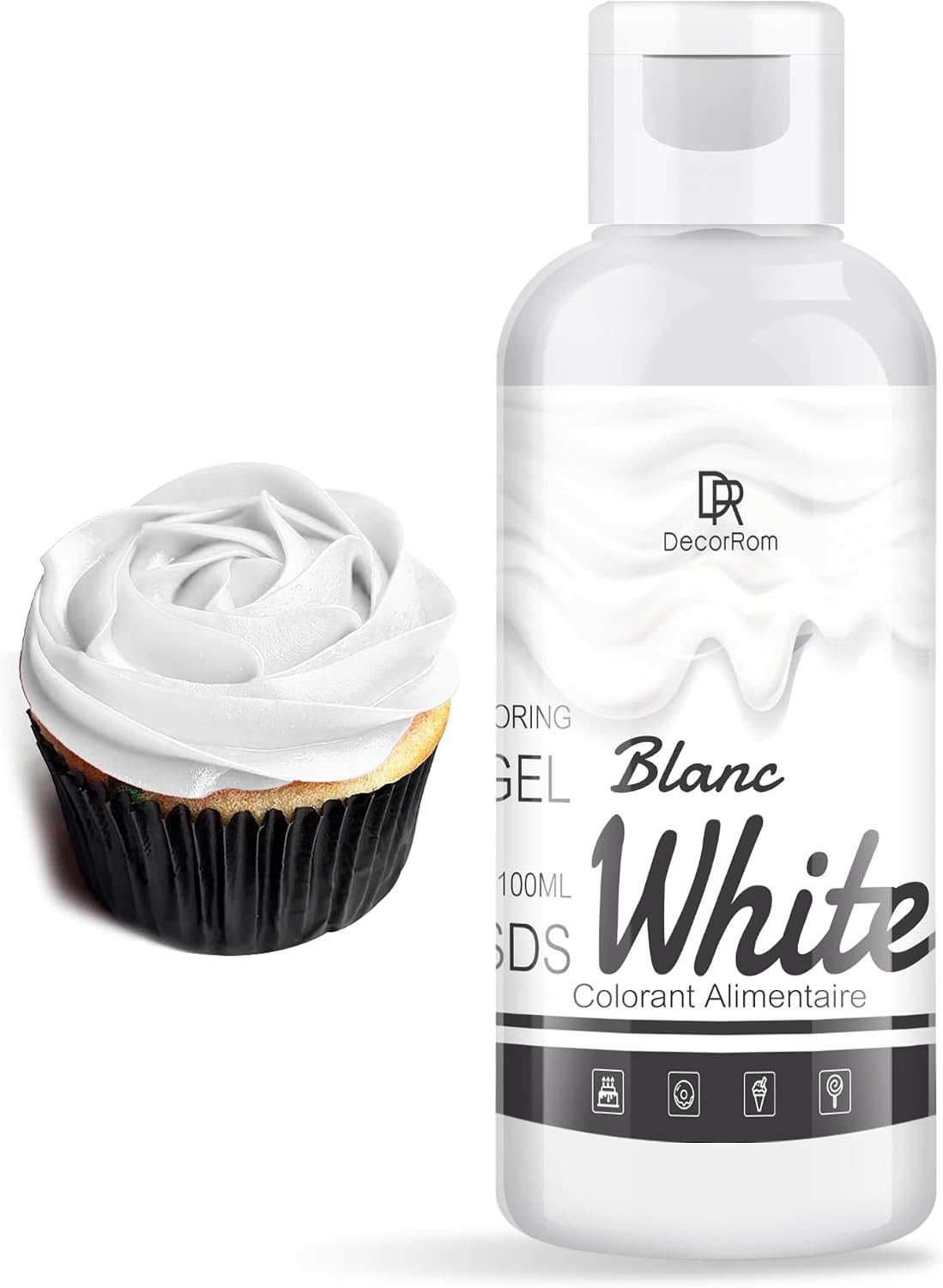 Detalle de DecorRom Gel Food Colouring, 4.5 oz White, Concentrated Edible Dye