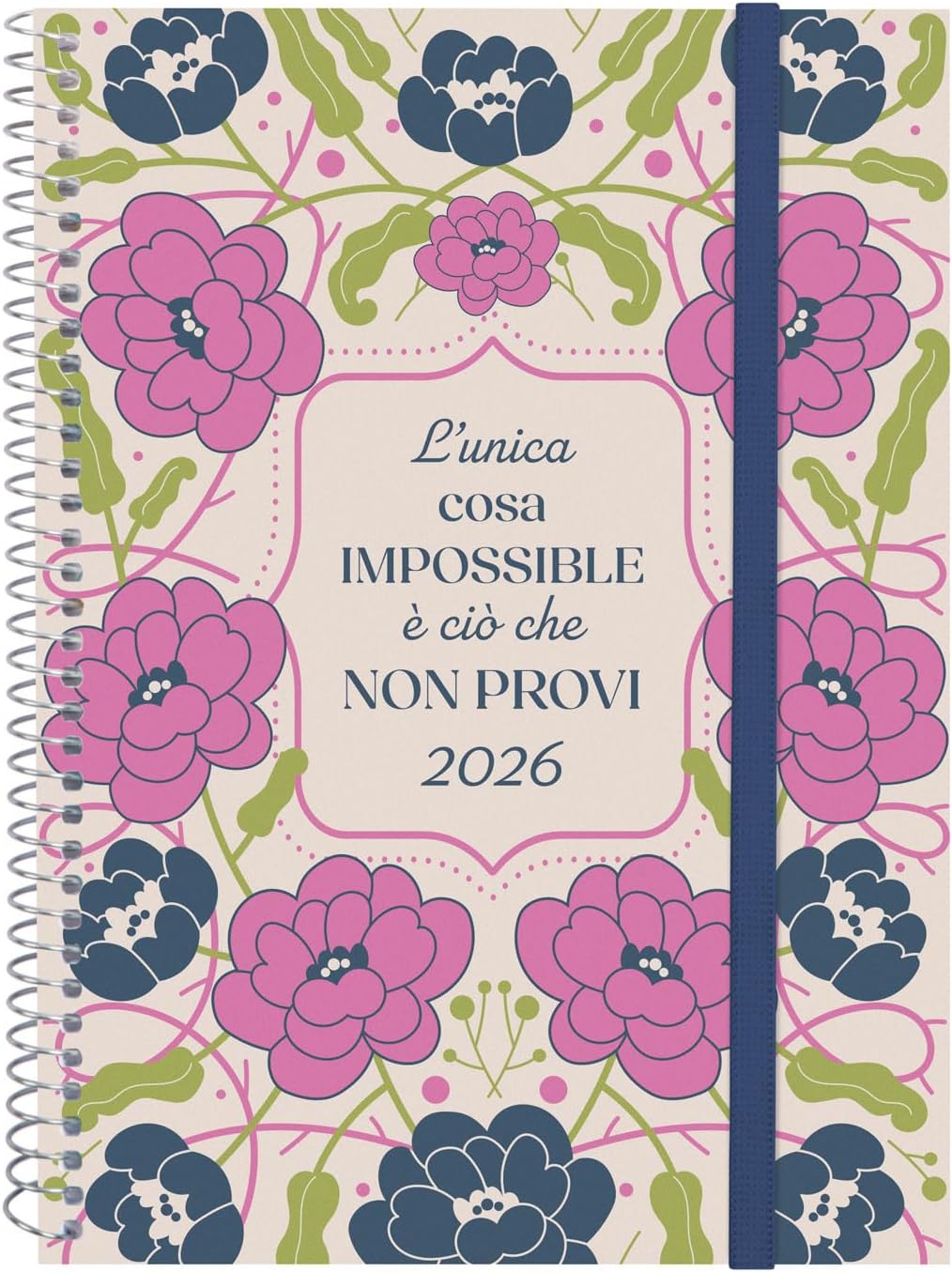 Detalle 2 de Finocam Agenda Spirale 2026 Settimana layout orizzontale (Gennaio–Dicembre) con elastico, copertina in polipropilene opaco – Italiano