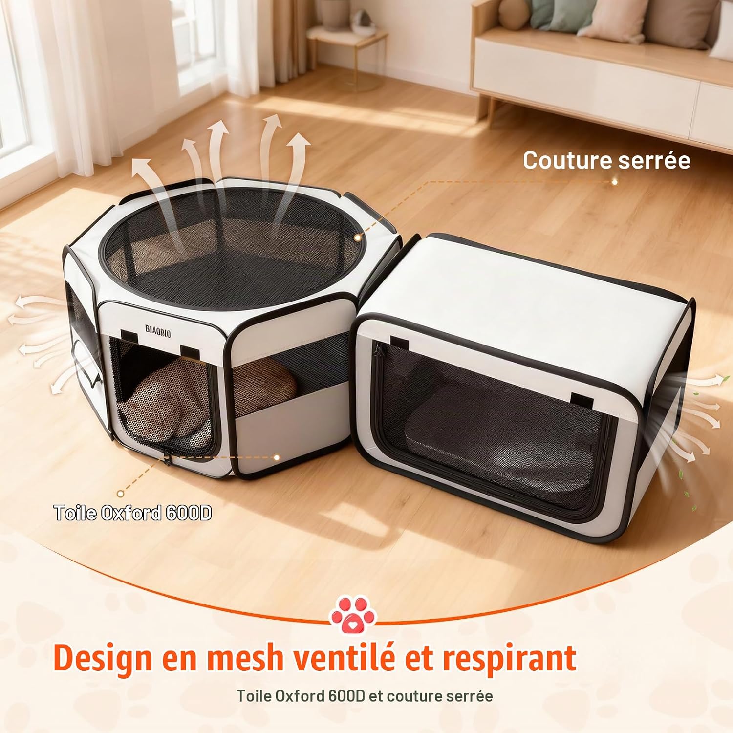 Detalle de BMaoBBo 2-in-1 opvouwbare speelbox voor katten met afneembare kattenbak
