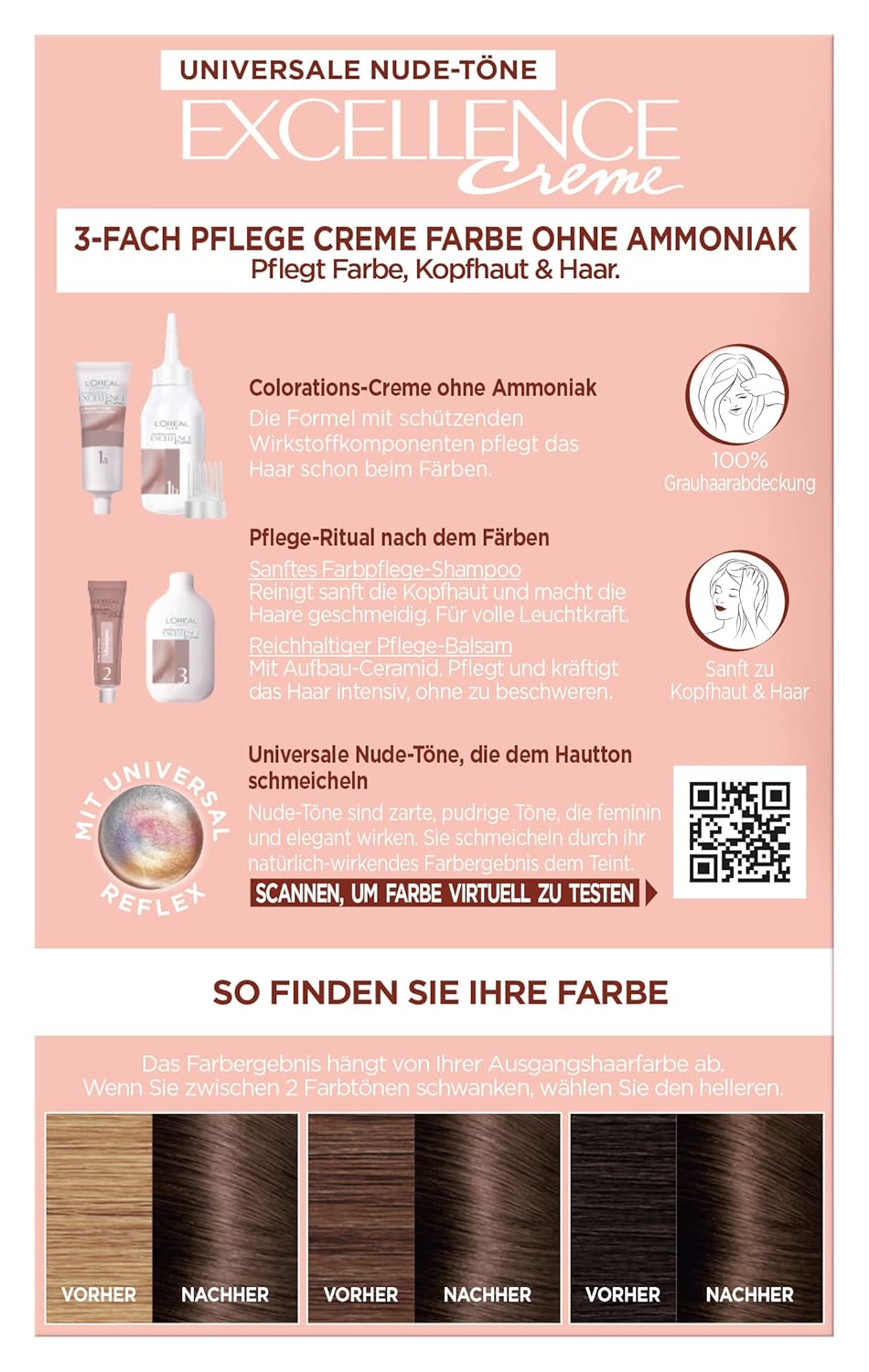 Detalle de L’Oréal Paris Excellence Creme Nr. 5U Hellbraun – Permanente Haarfarbe ohne Ammoniak